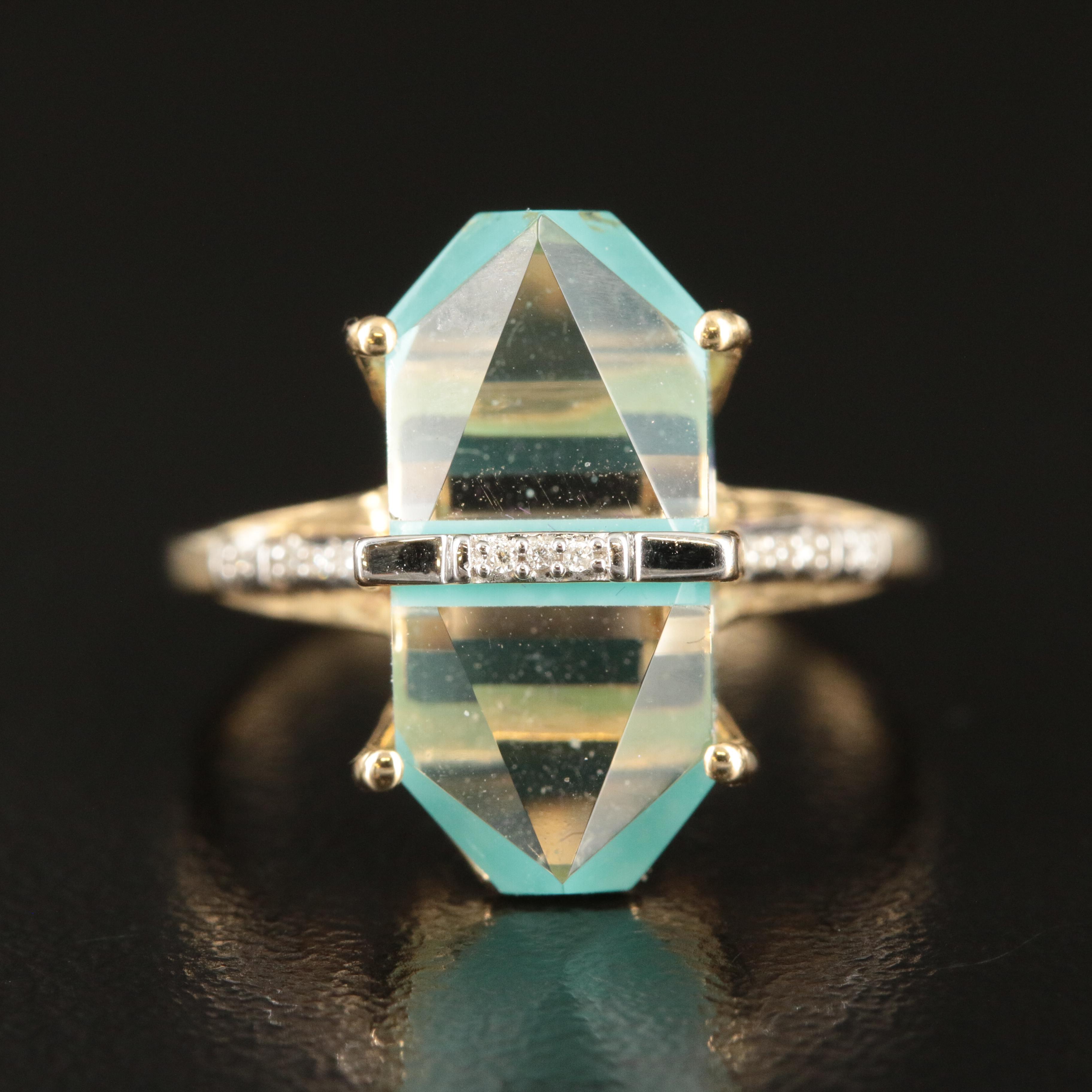 Glenn Lehrer 10K Quartz and Diamond Ring