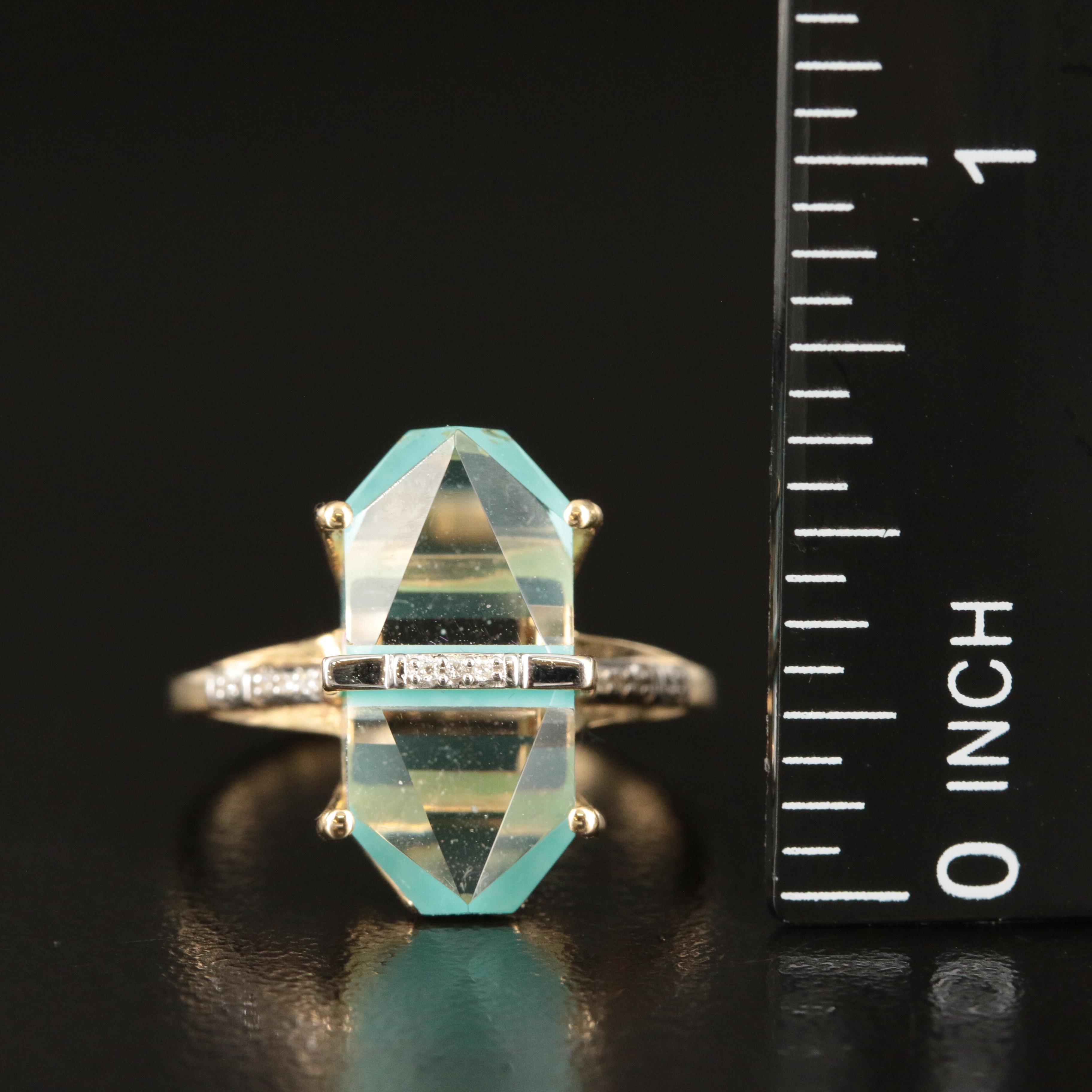 Glenn Lehrer 10K Quartz and Diamond Ring