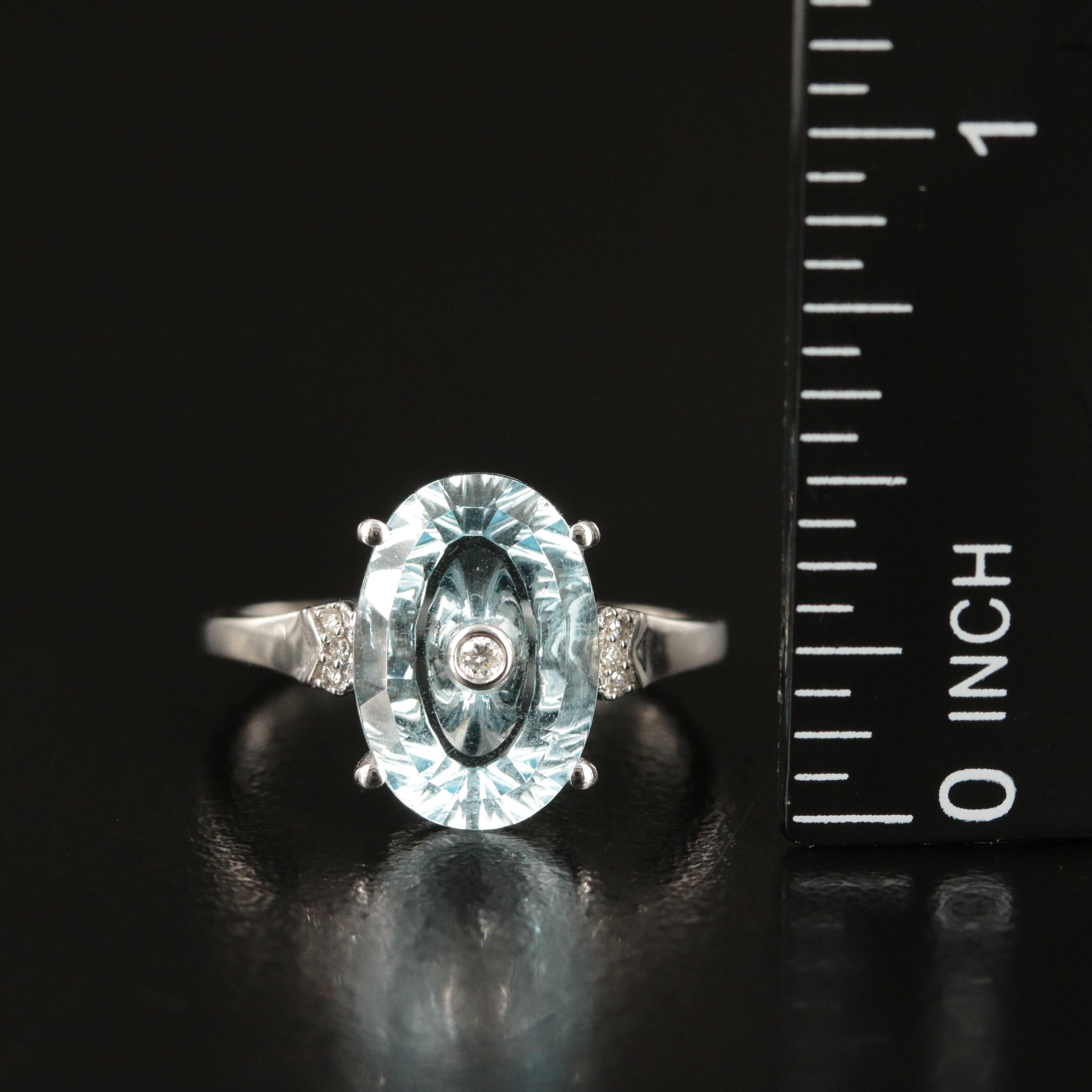 Glenn Lehrer 10K Sky Blue Topaz and Diamond Ring