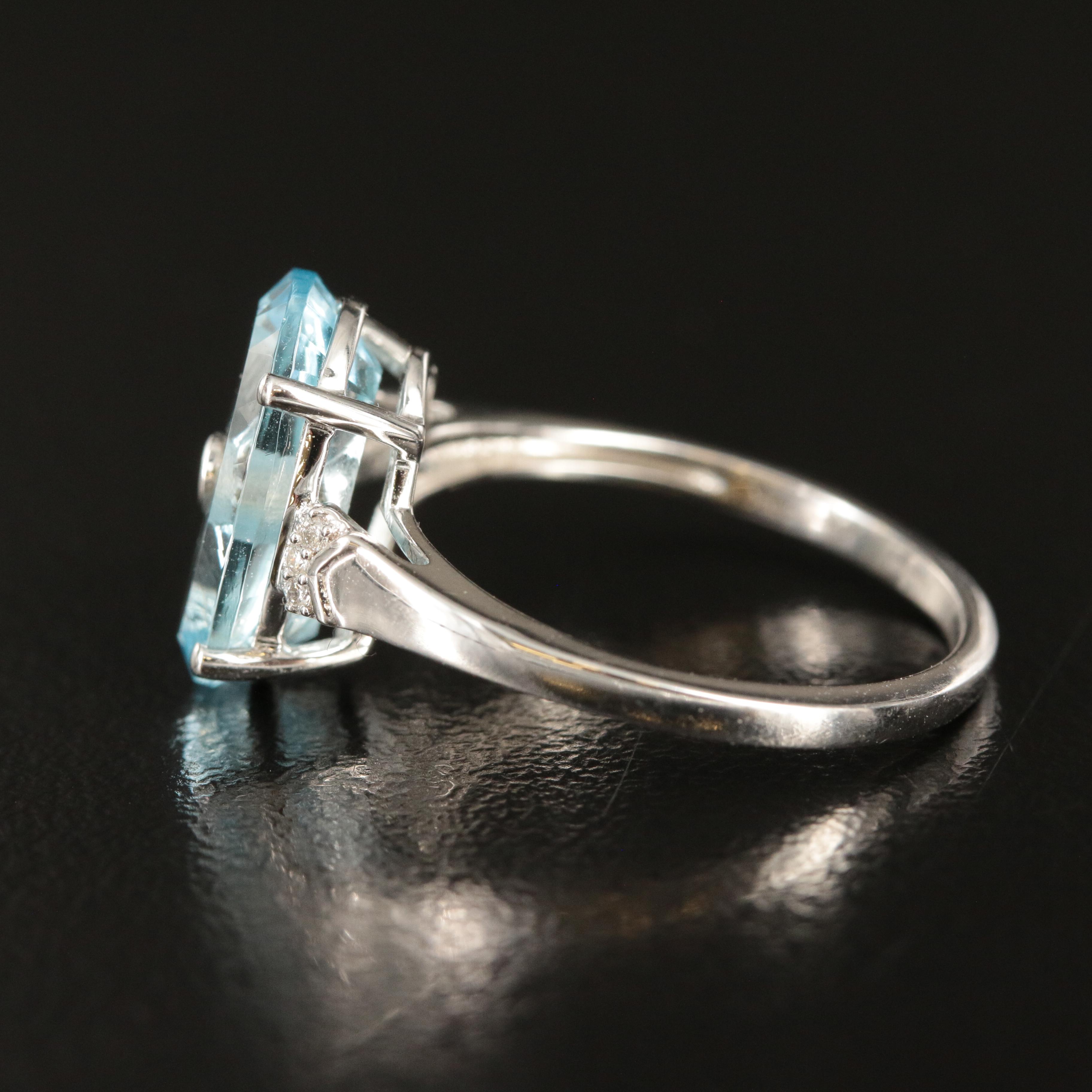 Glenn Lehrer 10K Sky Blue Topaz and Diamond Ring