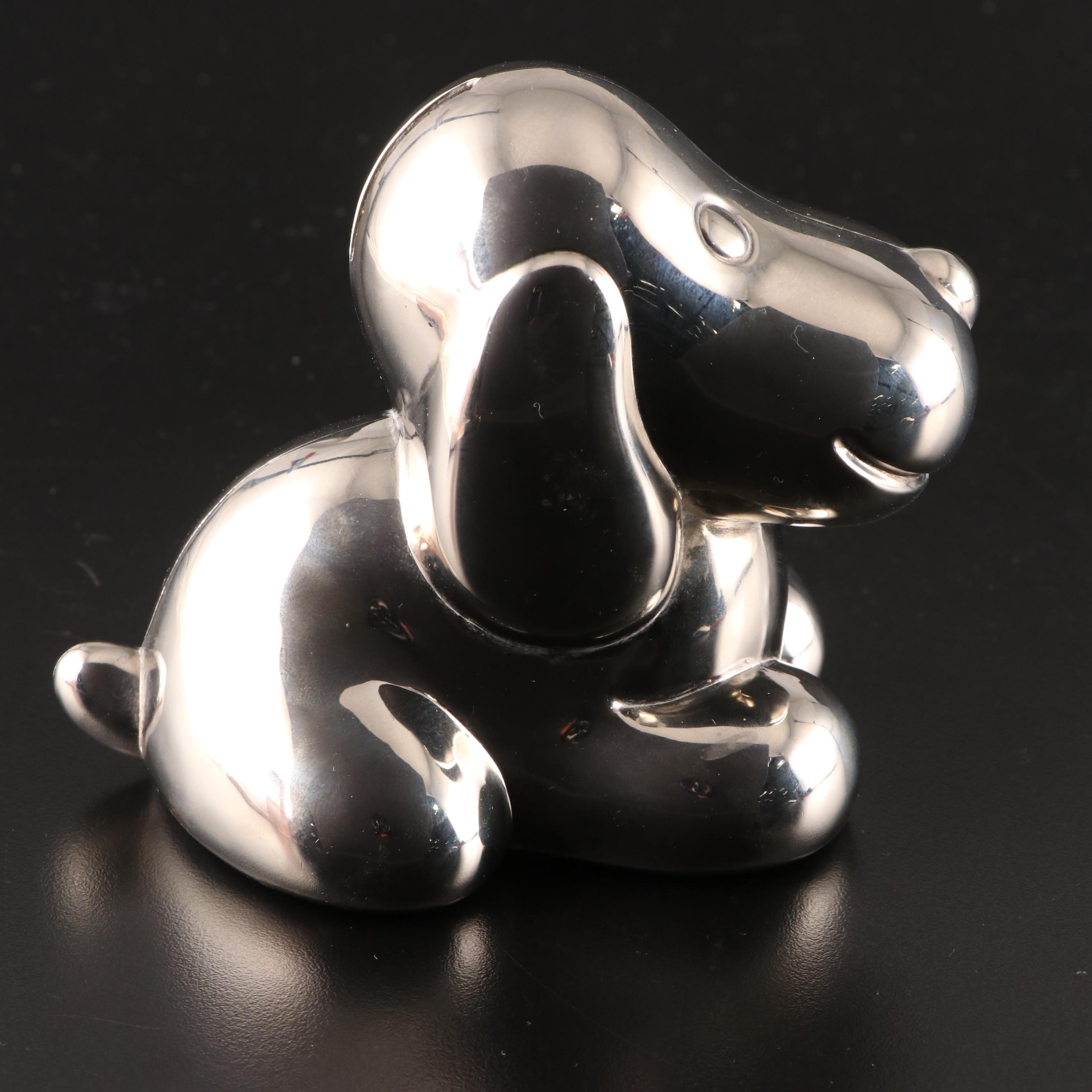 Silver Plate Dog-Form Coin Bank