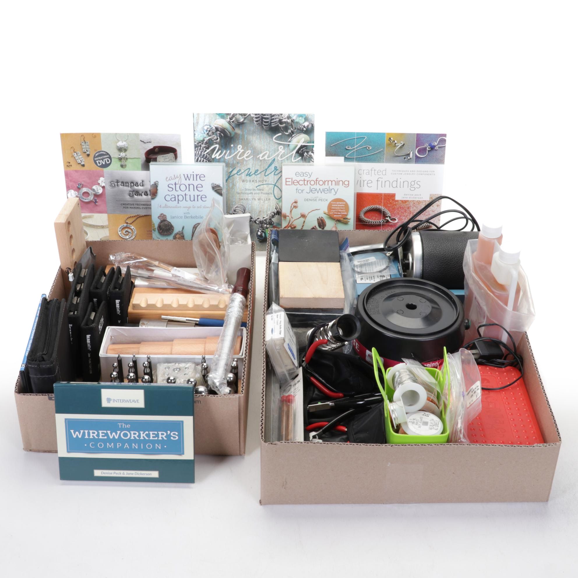 Jewelry Making Tools Including Mandrels, Tumbler, Doming Block, Punches and Wire