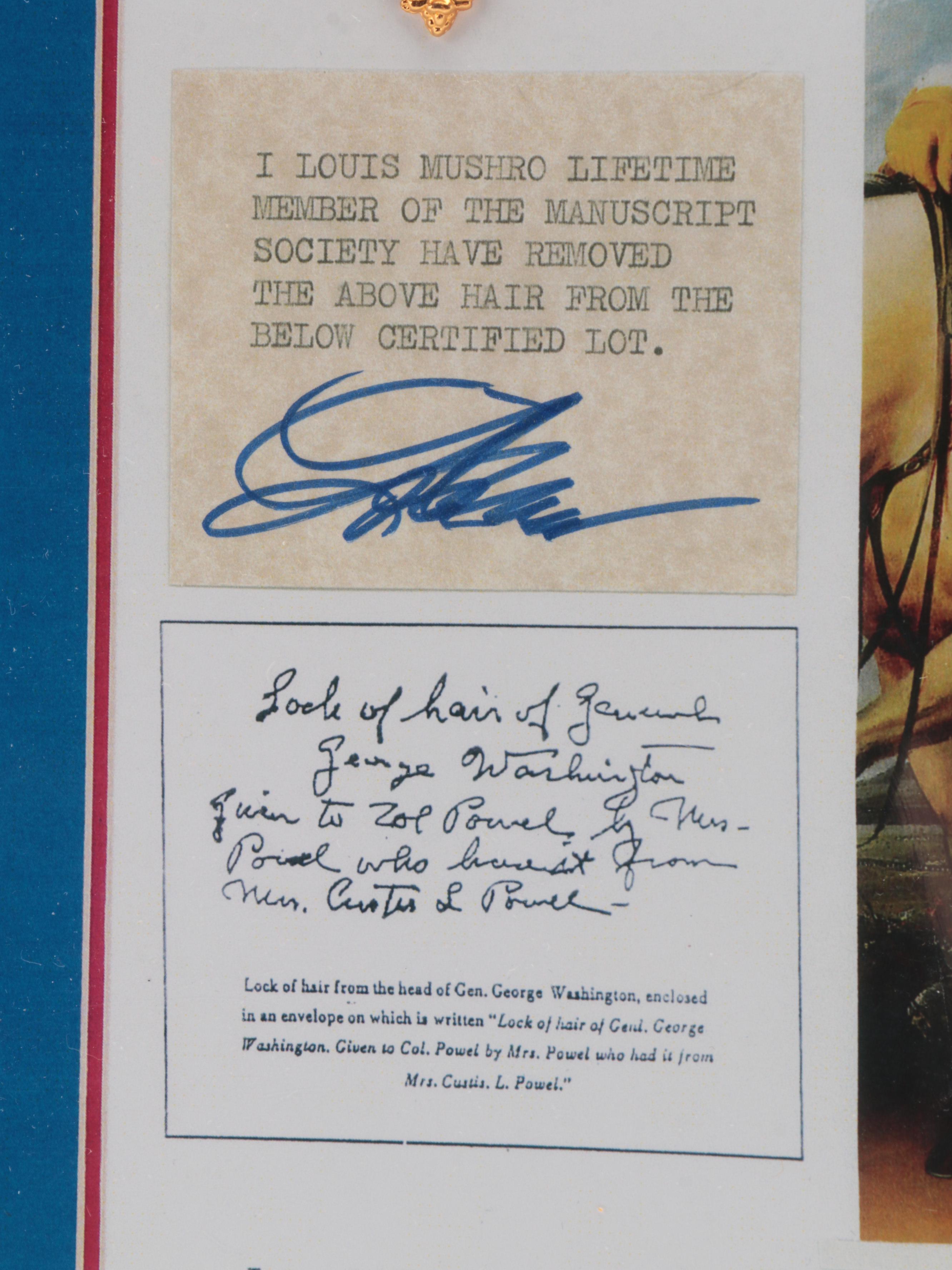 Louis Mushro Certified Hair Sample Attributed to George Washington