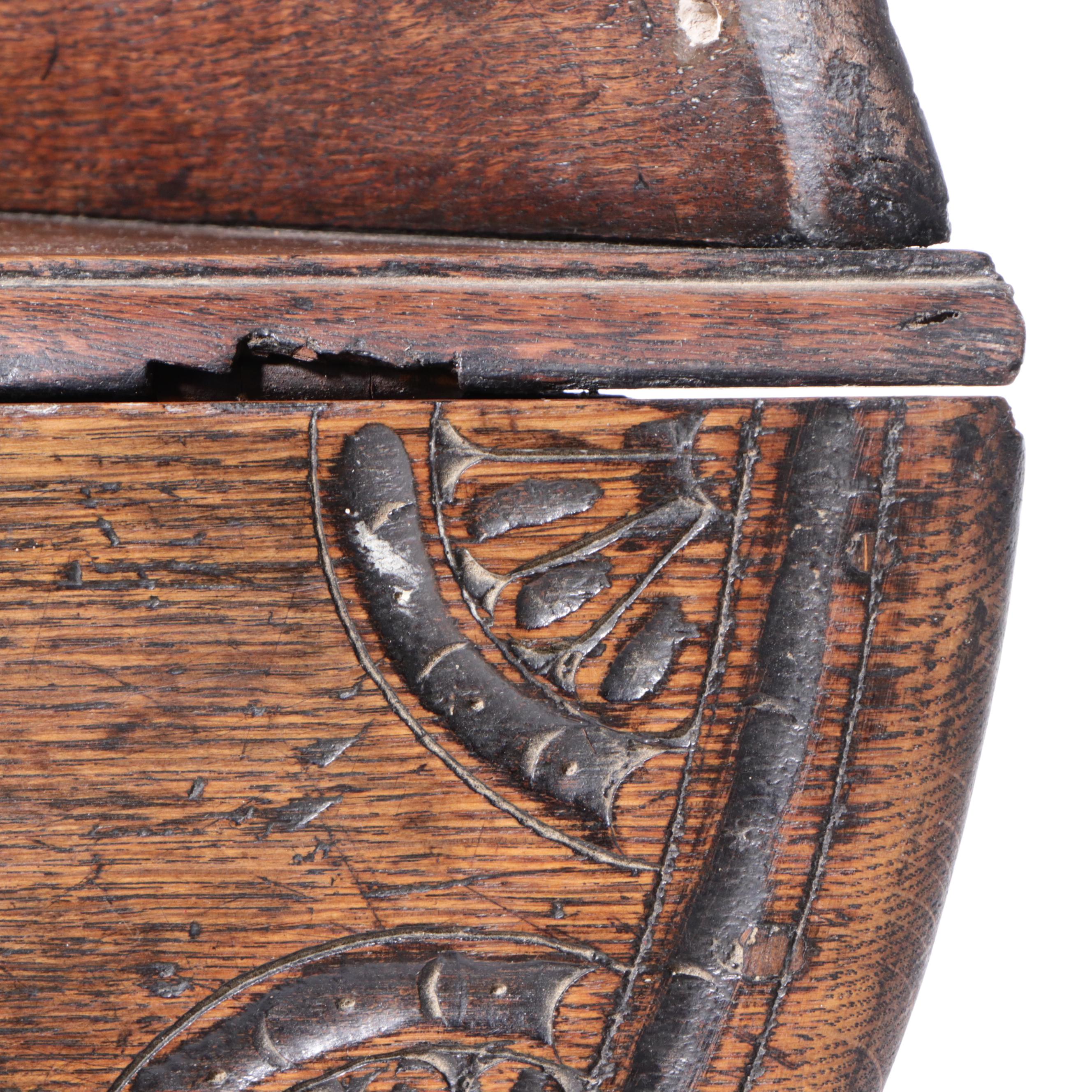 Carved Oak Drop Leaf Corner Table, Probably Charles II