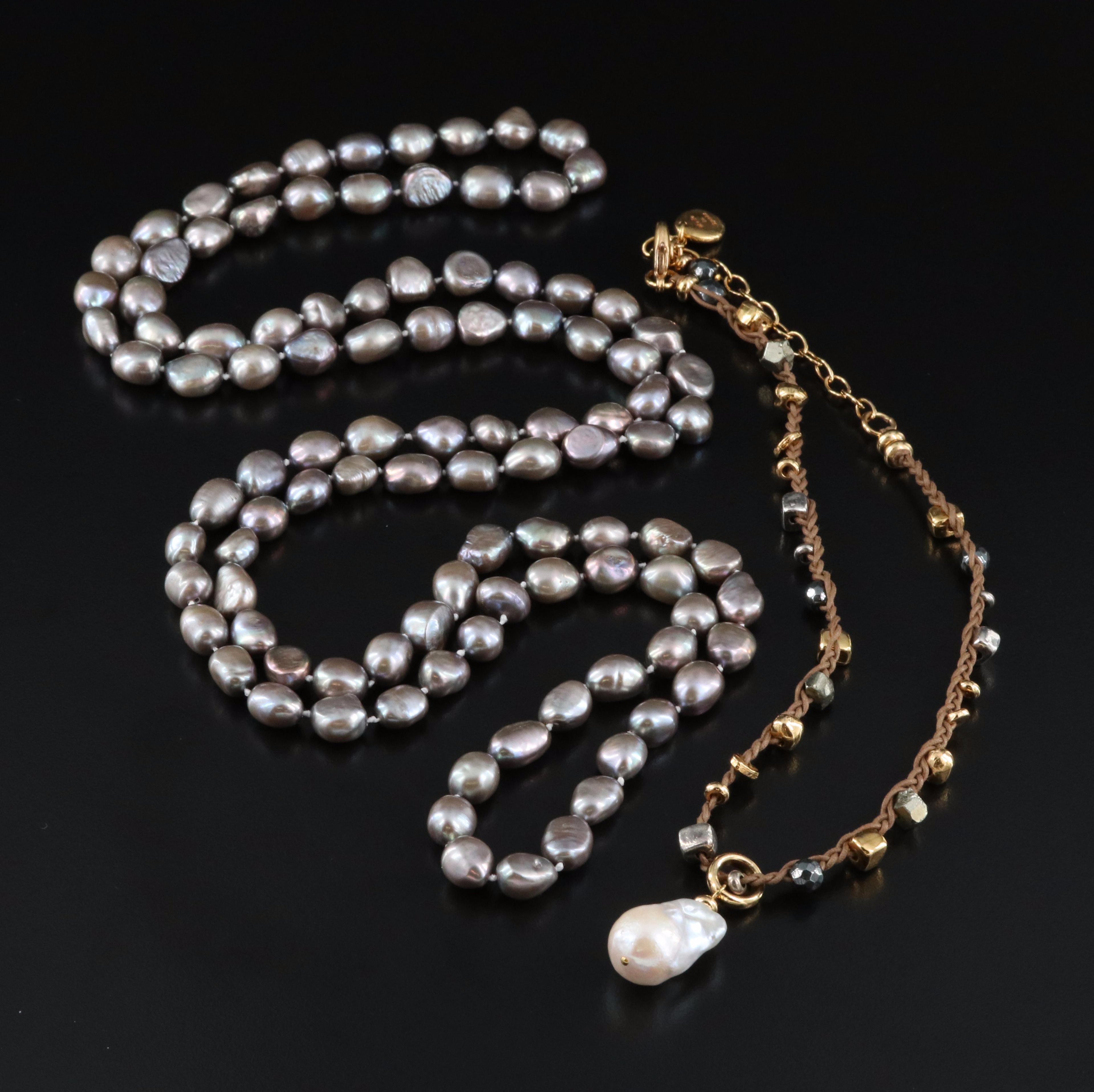 Velatti 'Tress' and Endless Pearl Necklaces