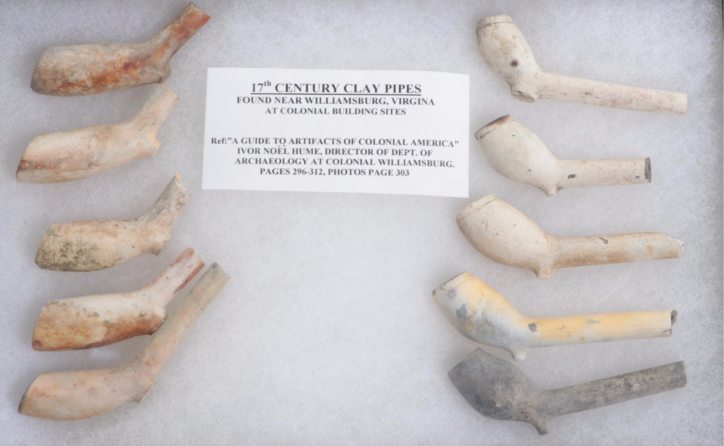 Colonial Era White Clay Kaolin Tobacco Pipes Collection
