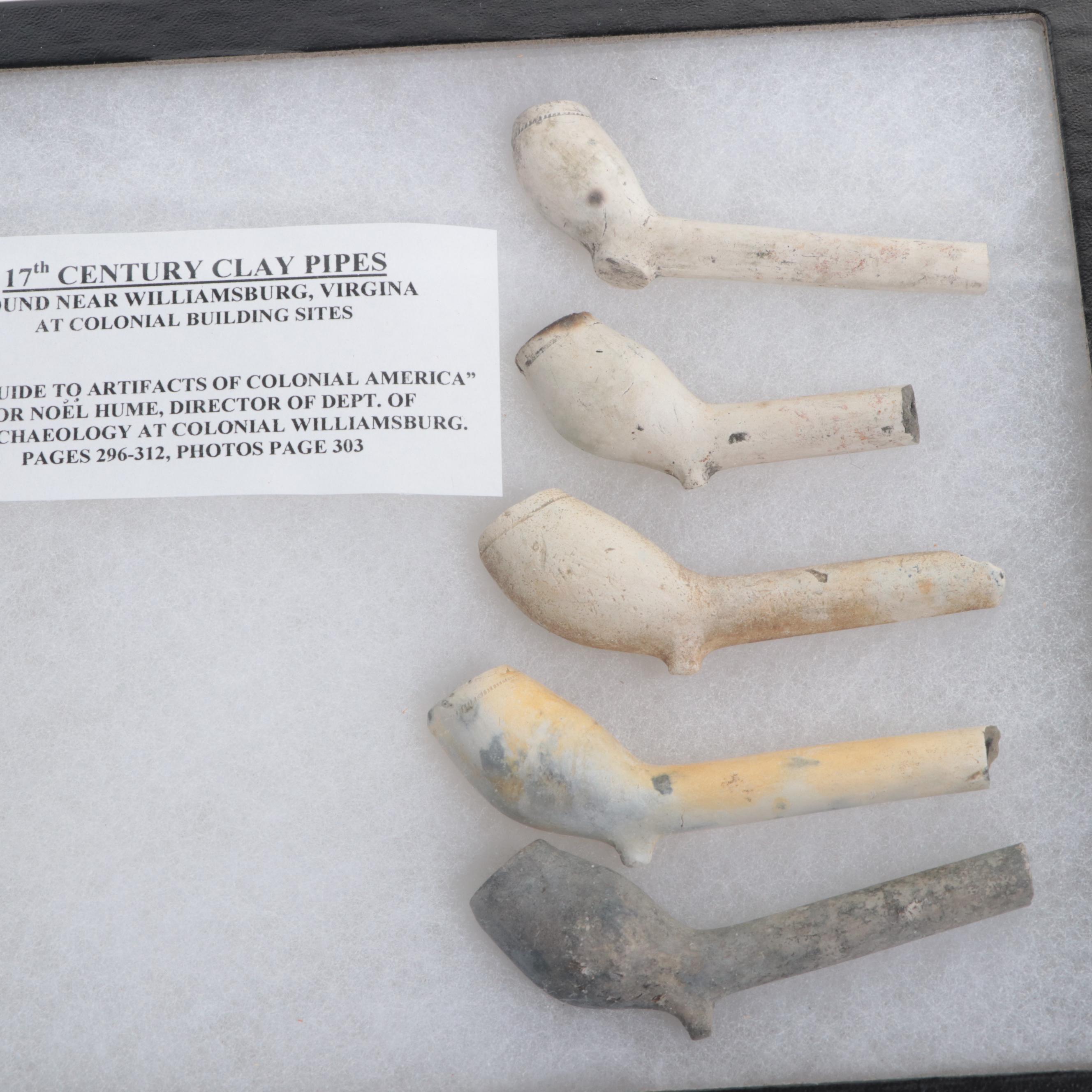 Colonial Era White Clay Kaolin Tobacco Pipes Collection