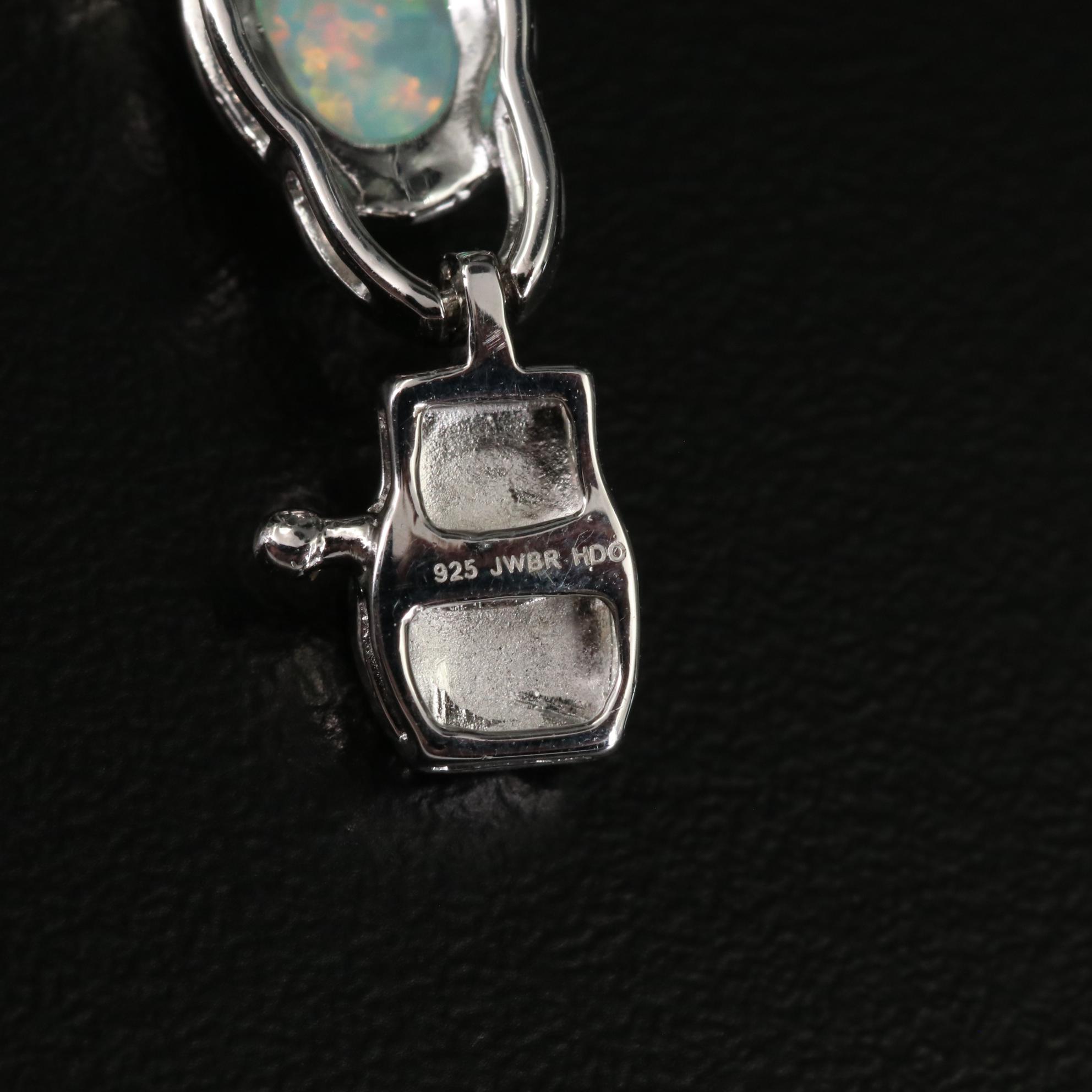 Sterling Opal and White Topaz Link Bracelet