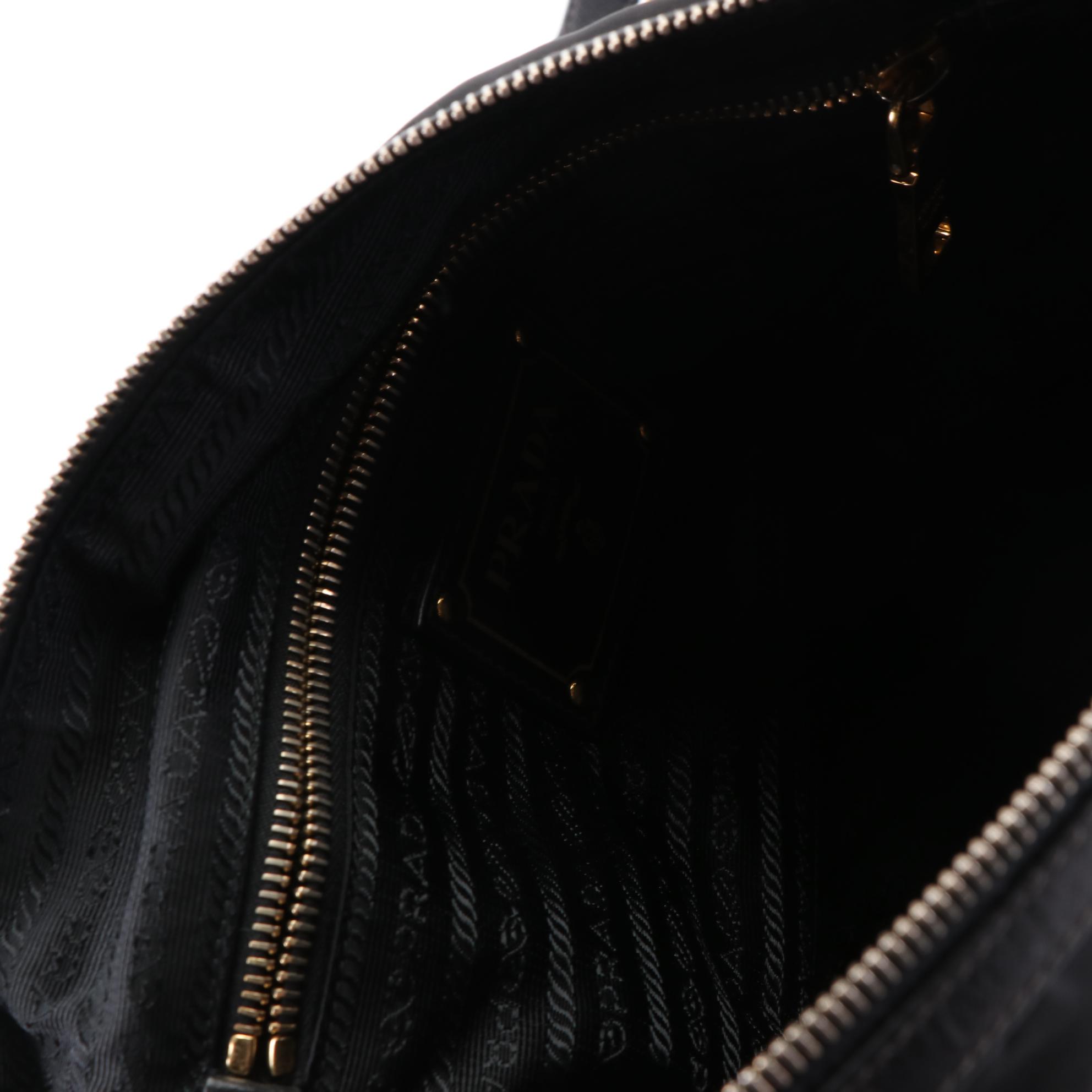 Prada Two-Way Handbag in Black Tessuto Nylon with Leather Trim