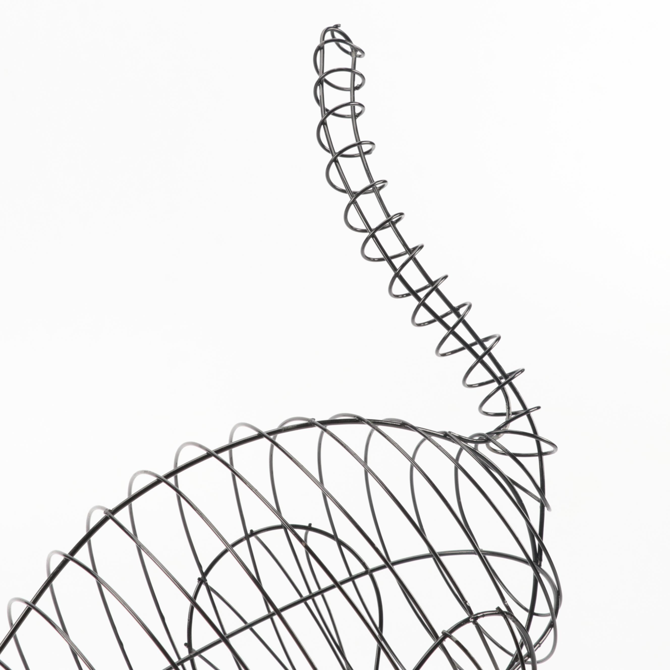 Black Cat Wire Sculpture with Glass Eyes