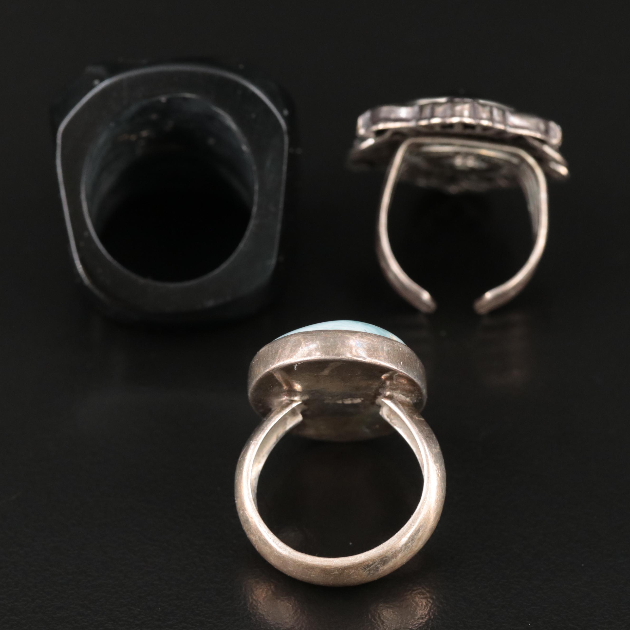 Jan Micheals and Gemstone Rings Including Sterling Larimar Ring