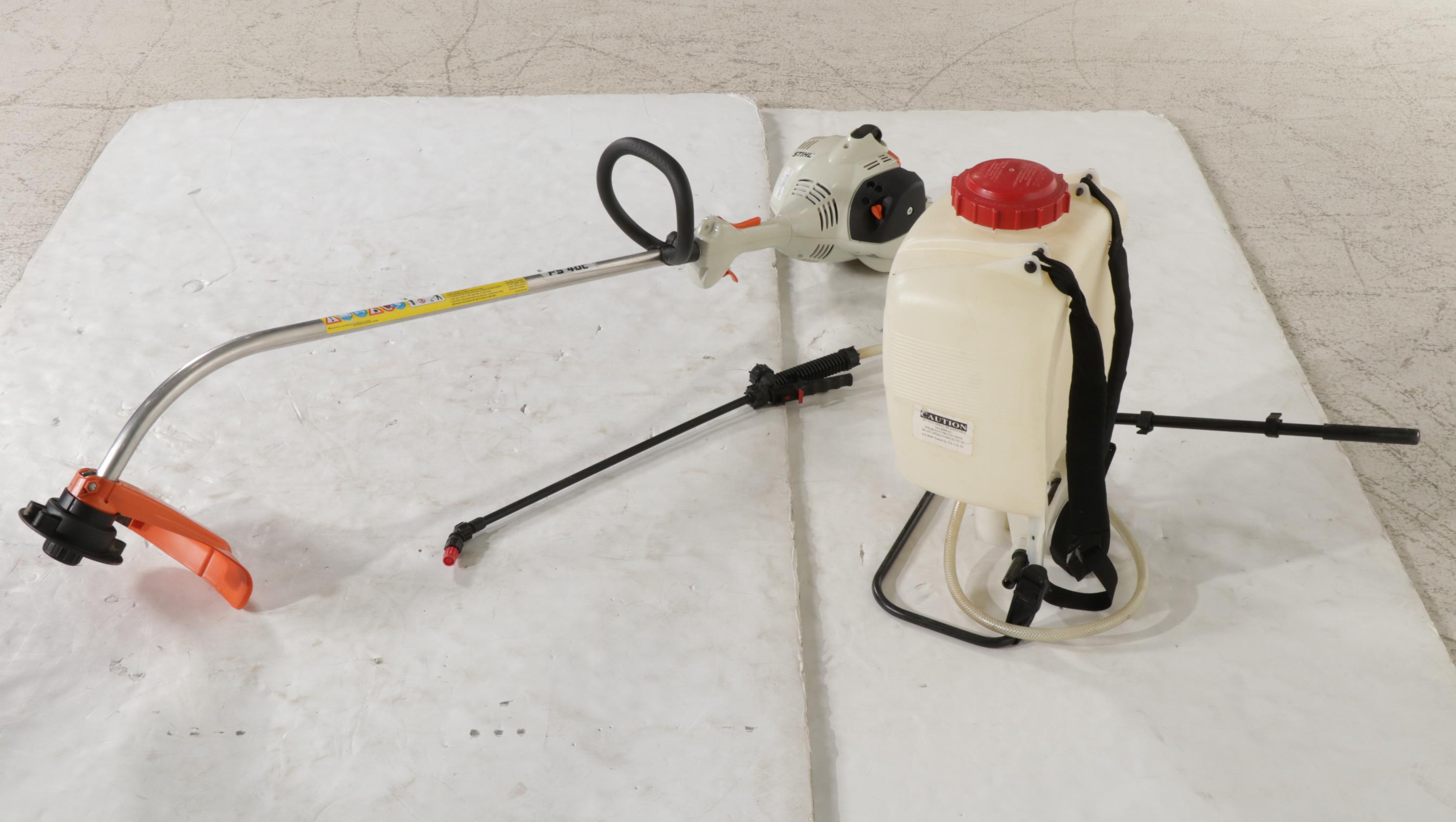 Stihl Gas Powered String Trimmer With Solo 4 Gal Backpack Sprayer, Accessories