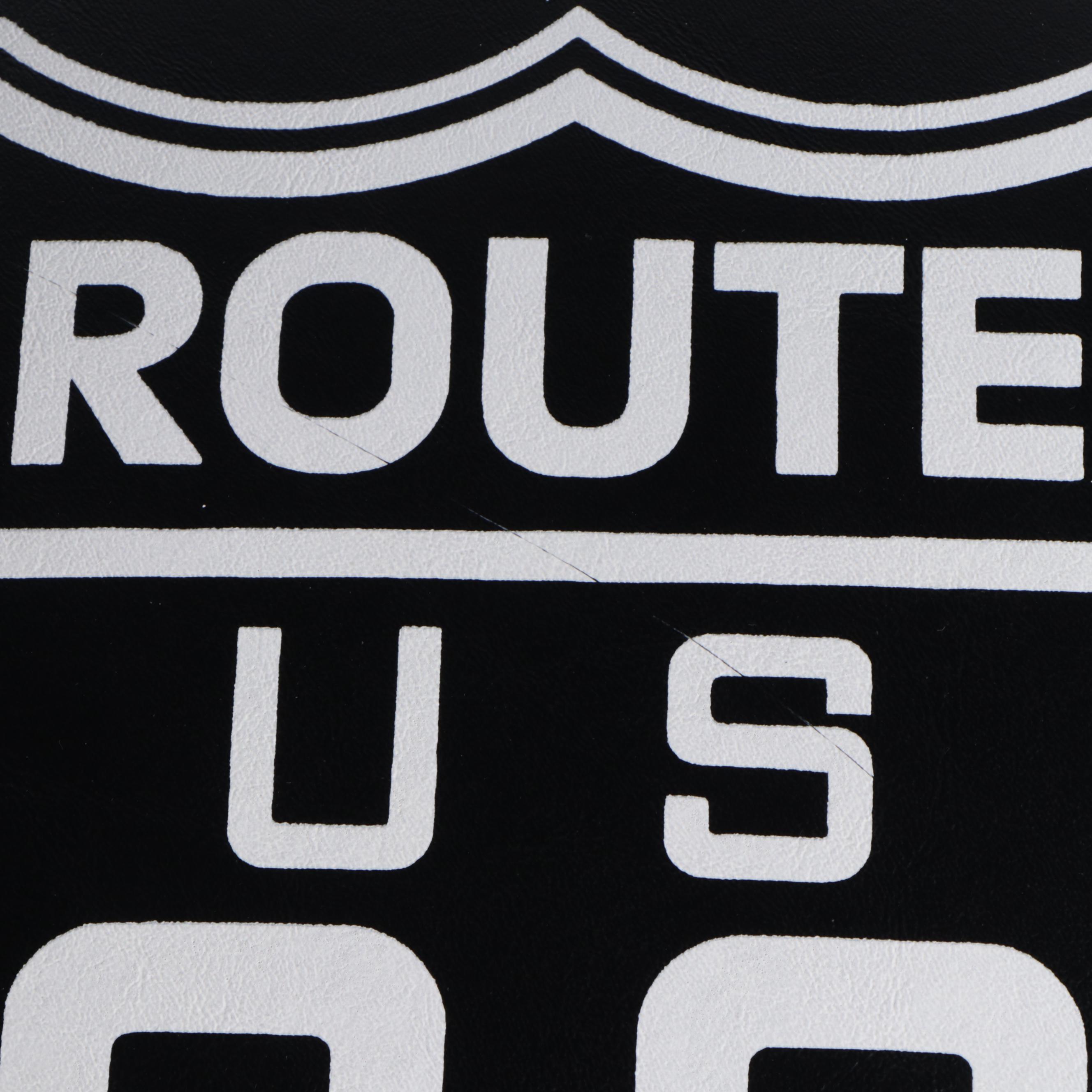 Four "Route 66" Chrome and Vinyl Swivel Bar Stools