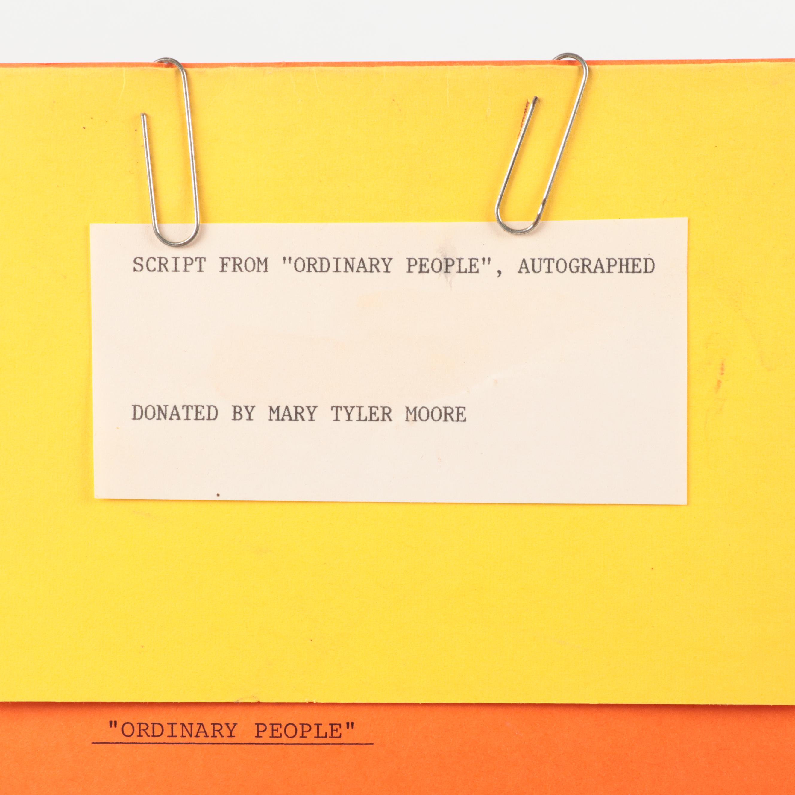 Mary Tyler Moore Signed "Ordinary People" Movie Script