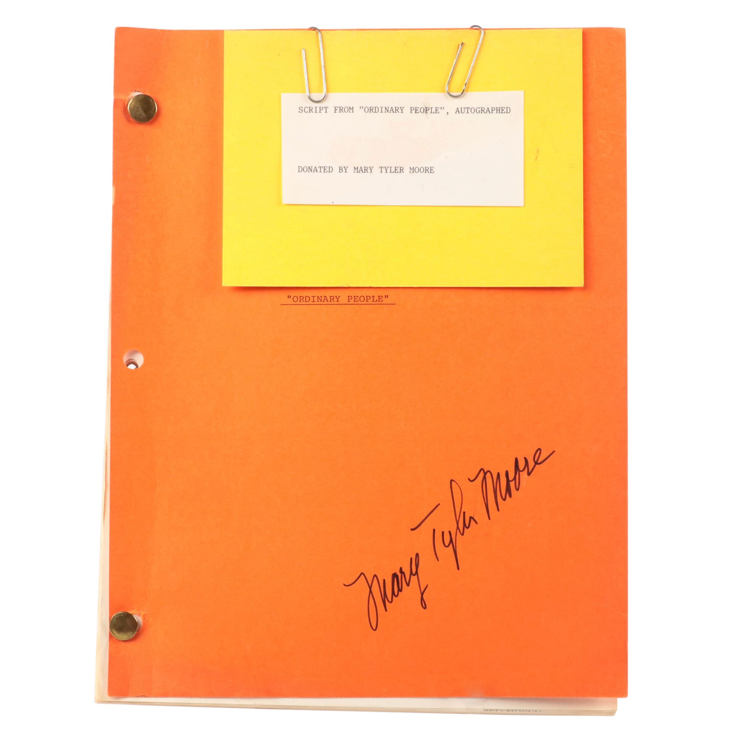 Mary Tyler Moore Signed "Ordinary People" Movie Script