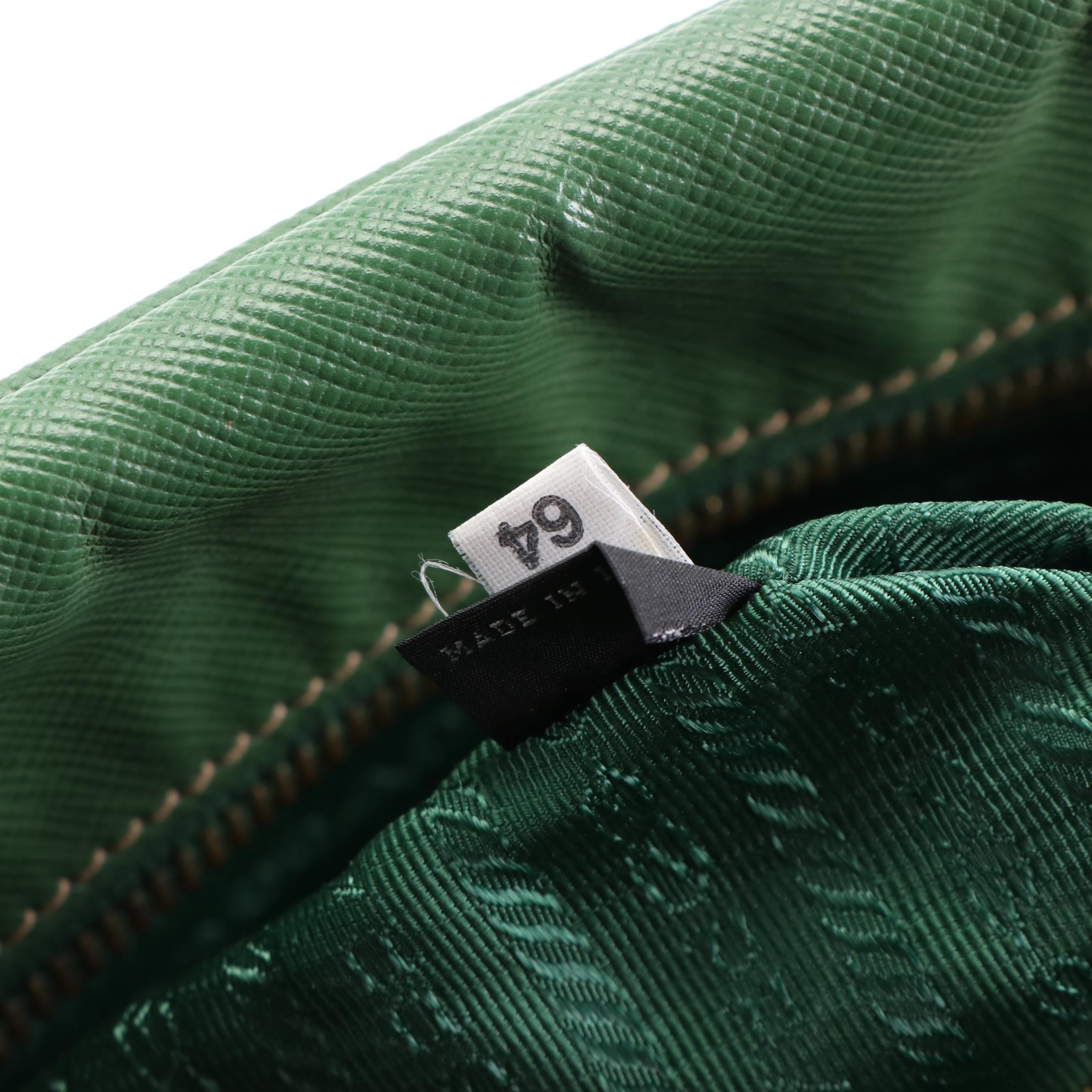 Prada Medium Bauletto Bag in Green Saffiano Leather