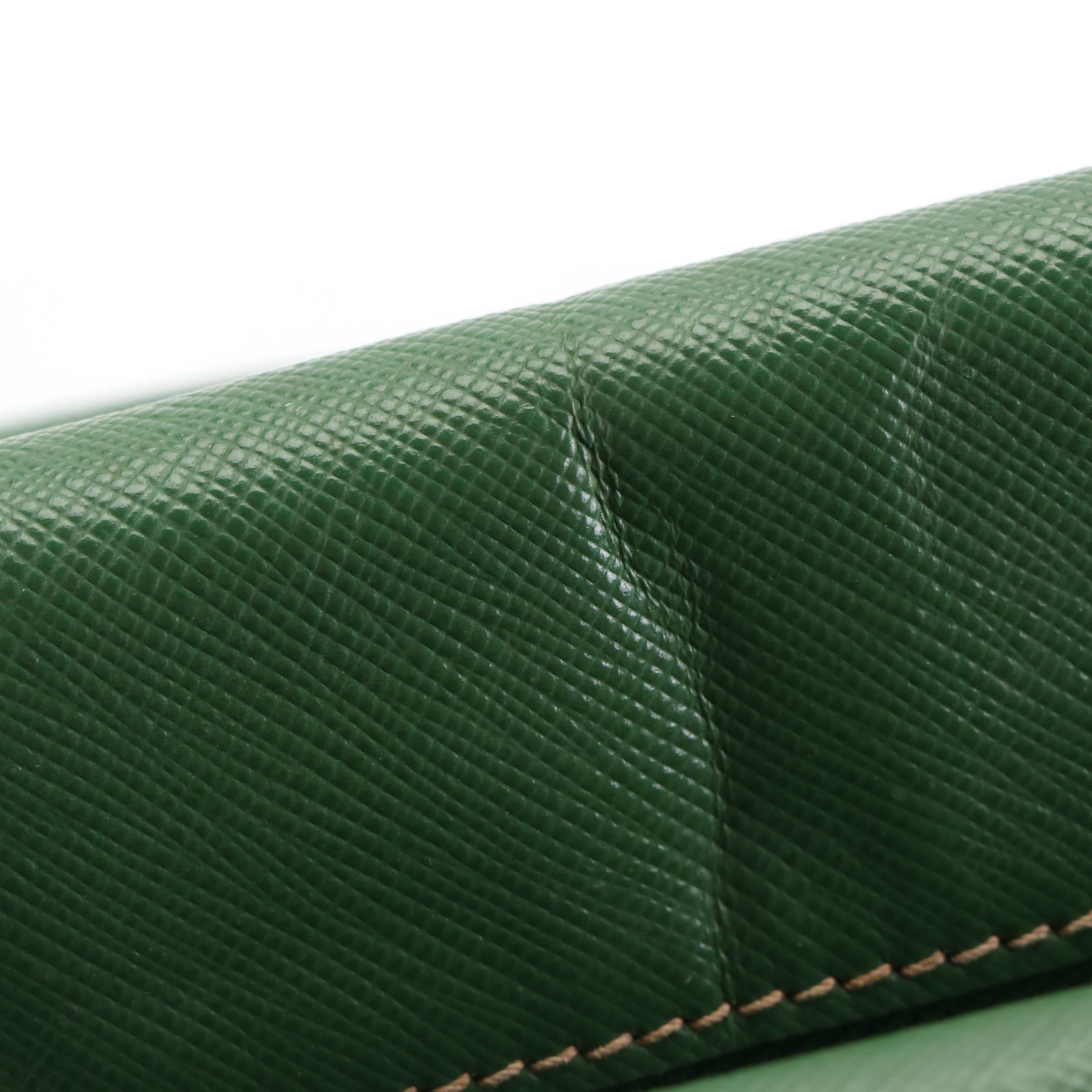 Prada Medium Bauletto Bag in Green Saffiano Leather