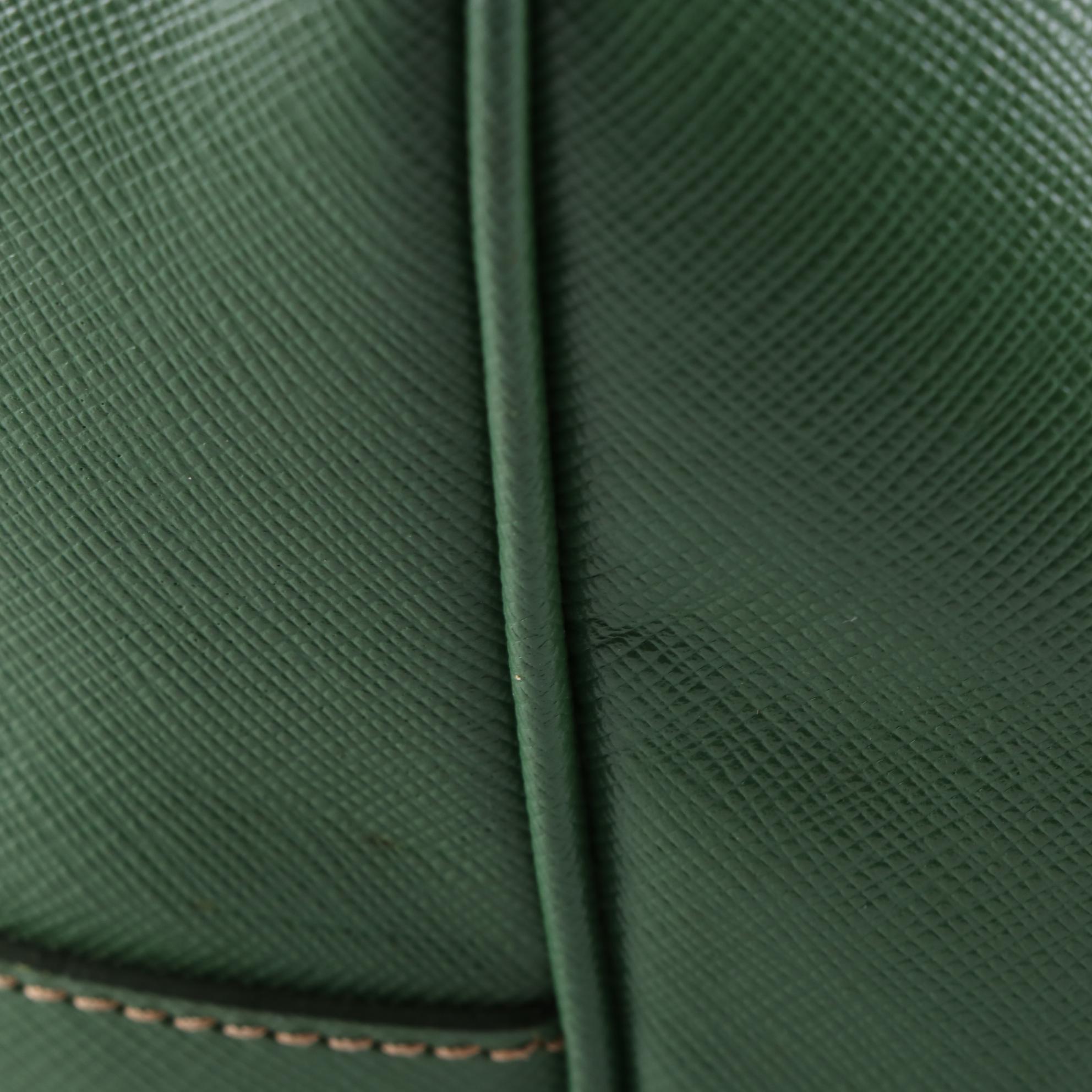 Prada Medium Bauletto Bag in Green Saffiano Leather