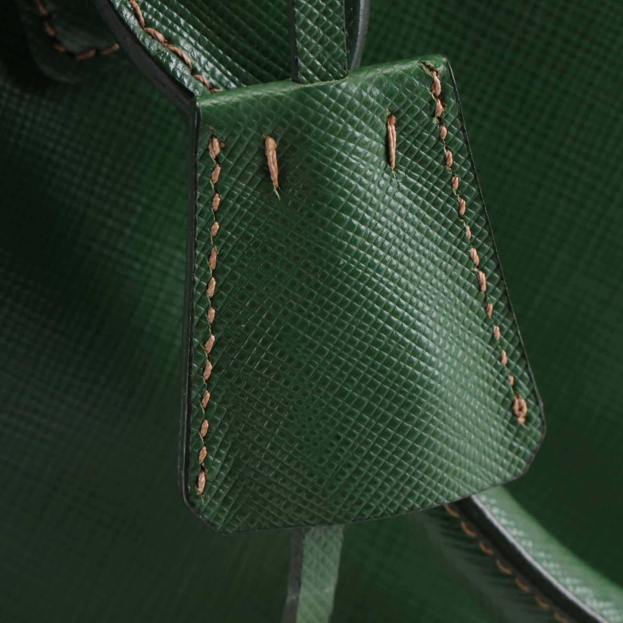 Prada Medium Bauletto Bag in Green Saffiano Leather