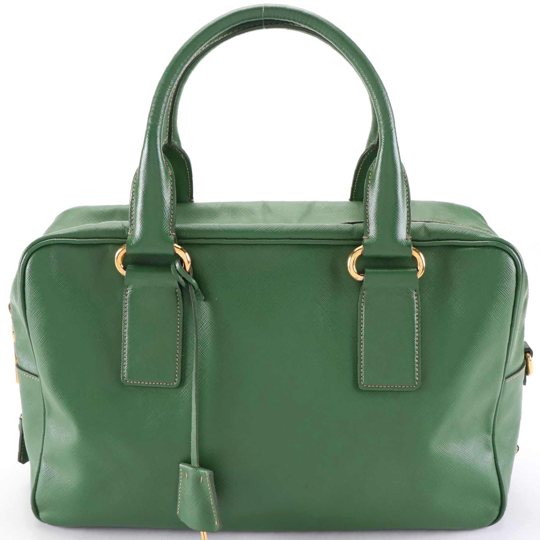 Prada Medium Bauletto Bag in Green Saffiano Leather