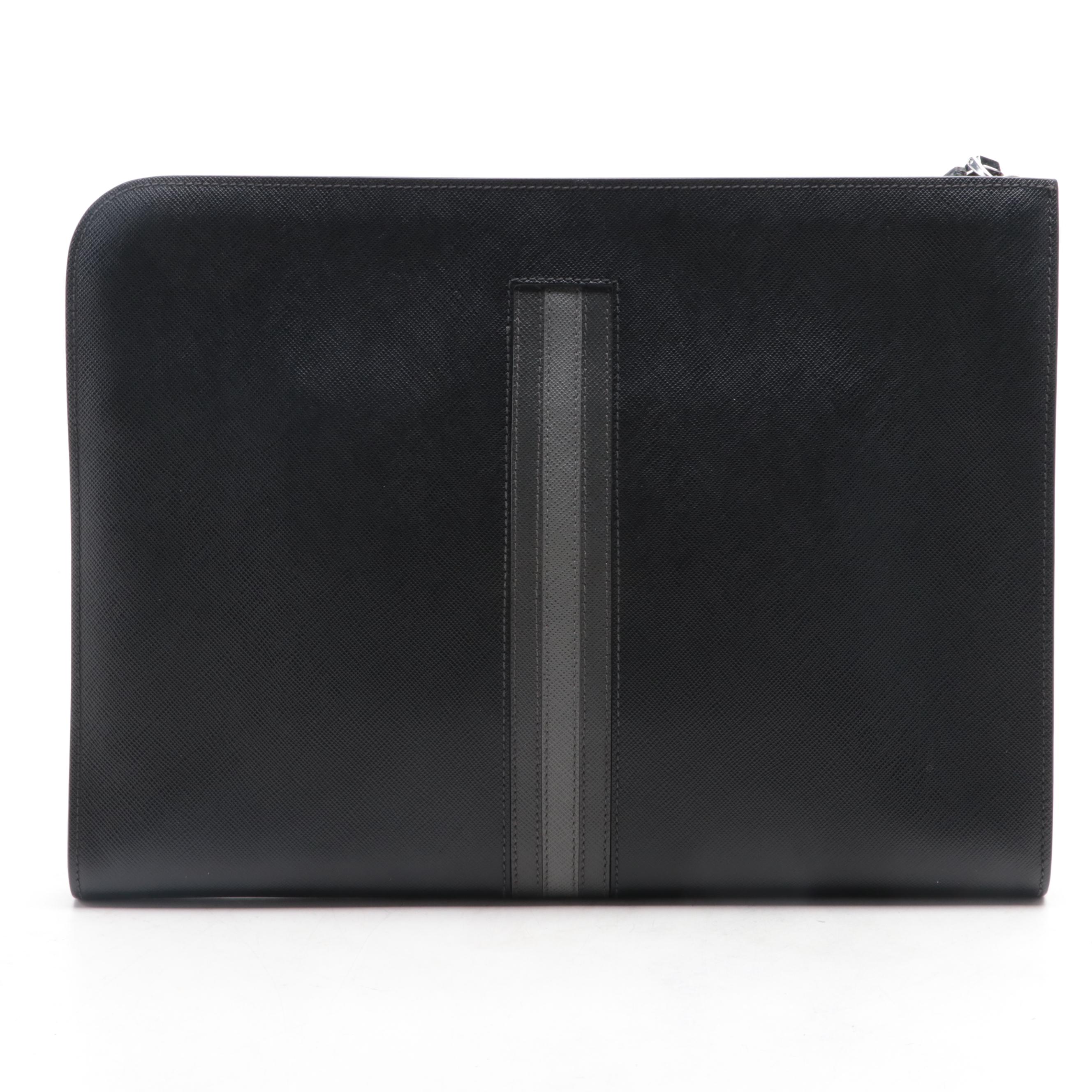 Prada Zip Around Portfolio Case in Saffiano Leather