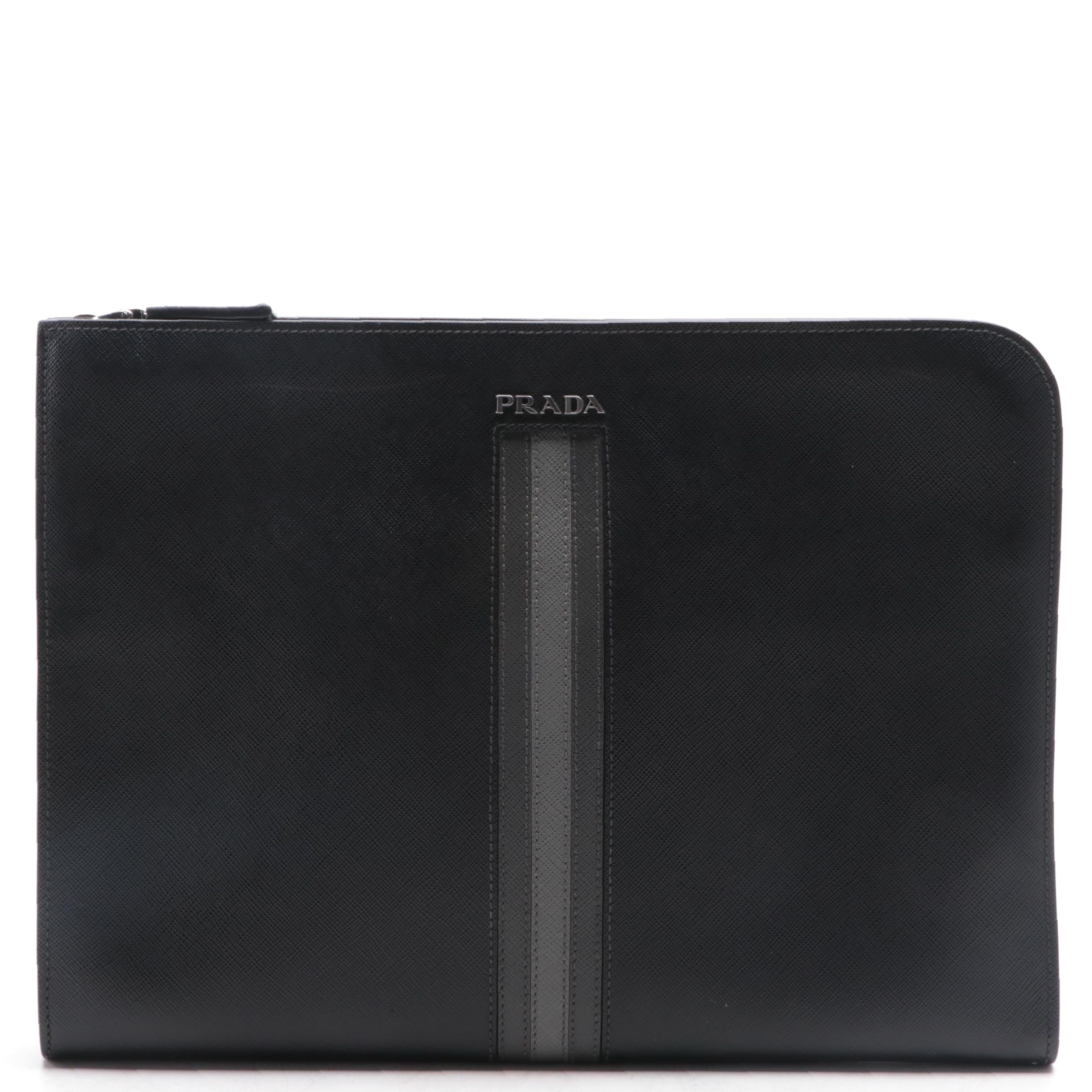 Prada Zip Around Portfolio Case in Saffiano Leather