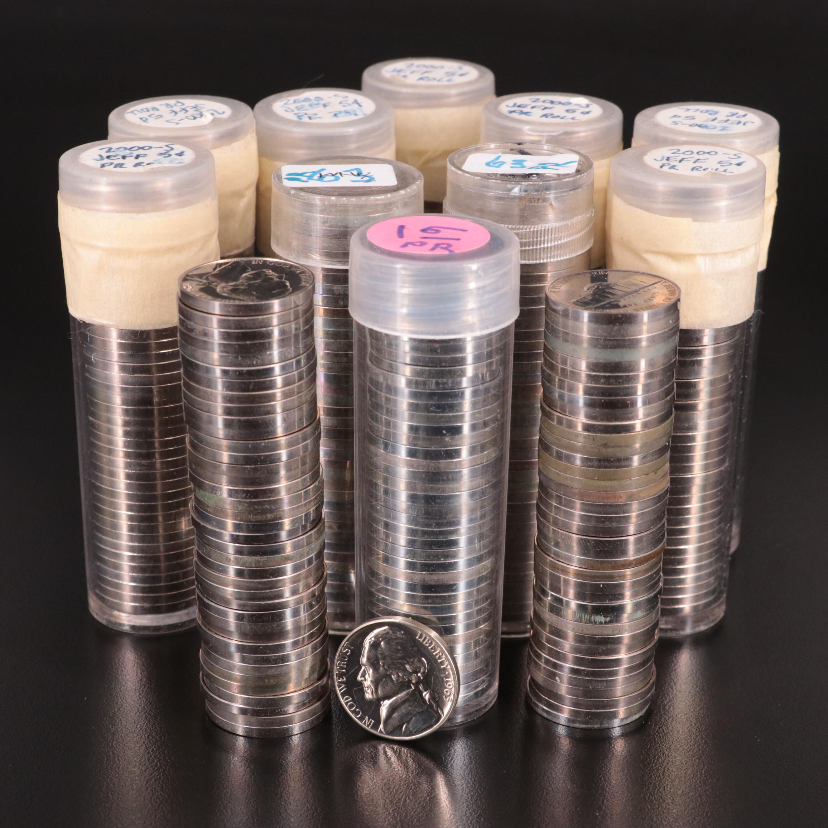 Twelve Rolls of Jefferson Nickel Proof Coins