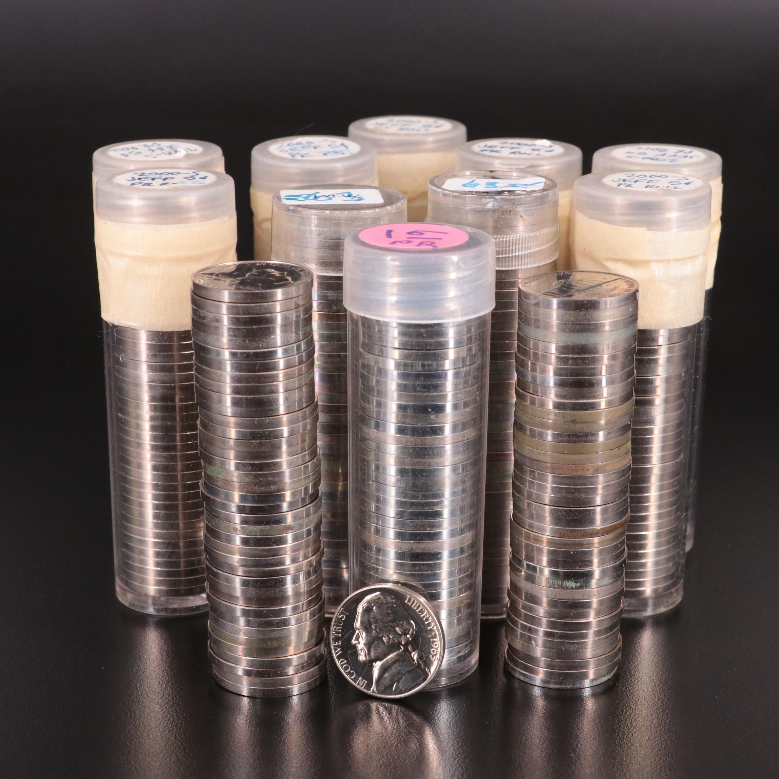 Twelve Rolls of Jefferson Nickel Proof Coins