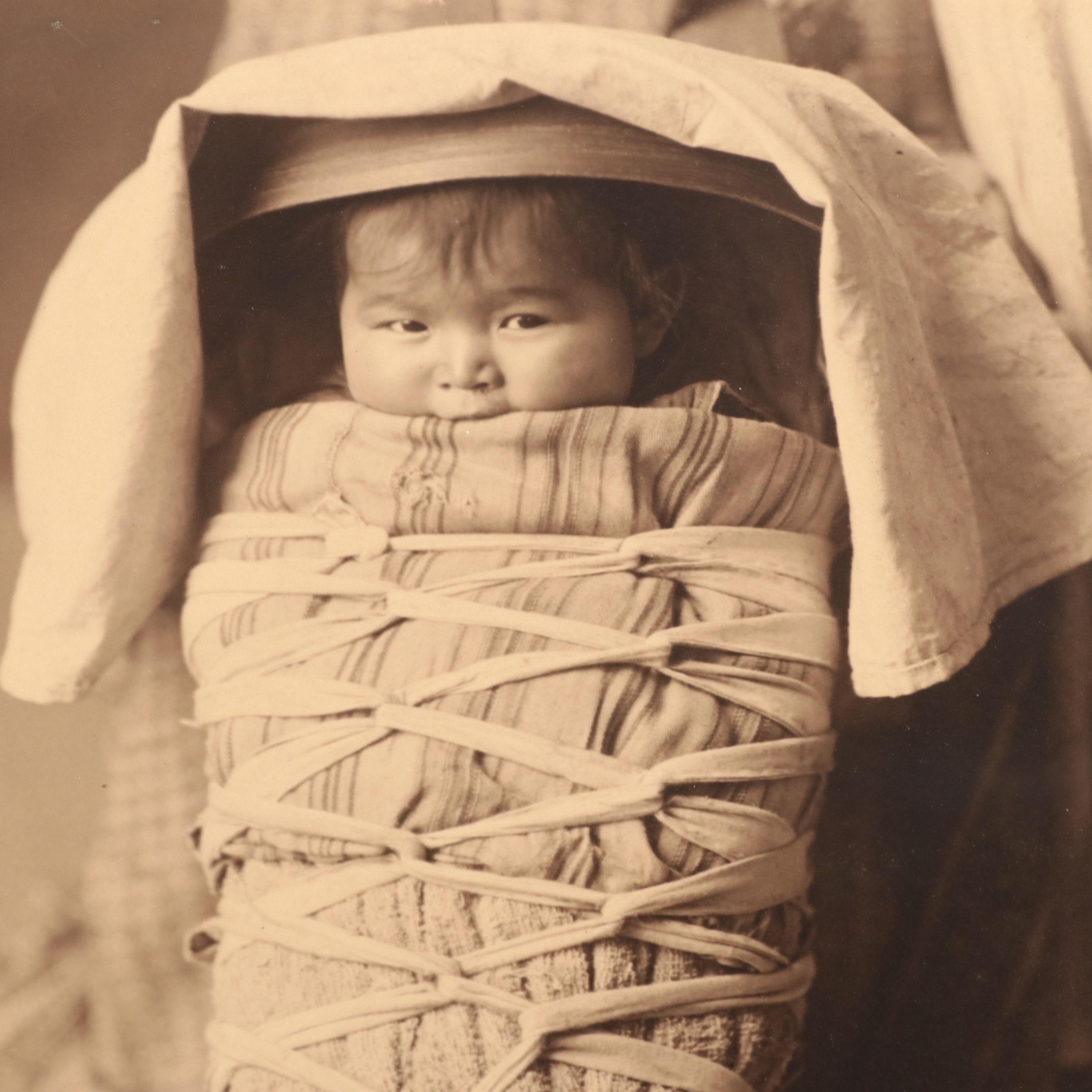 Mishler and Walker Matte Collodion Photograph Print of Navajo Baby, 1908