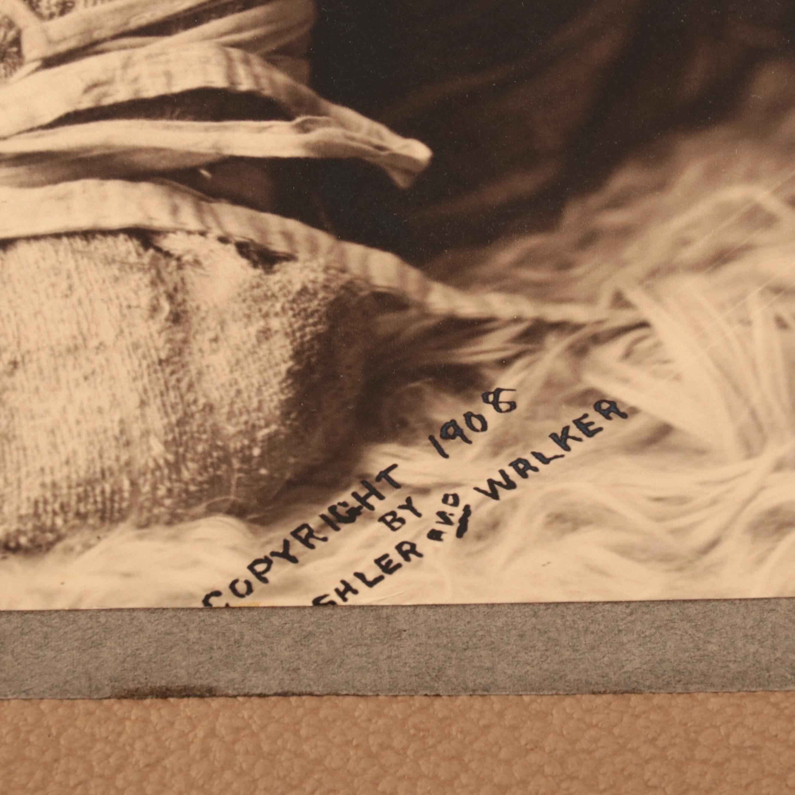 Mishler and Walker Matte Collodion Photograph Print of Navajo Baby, 1908