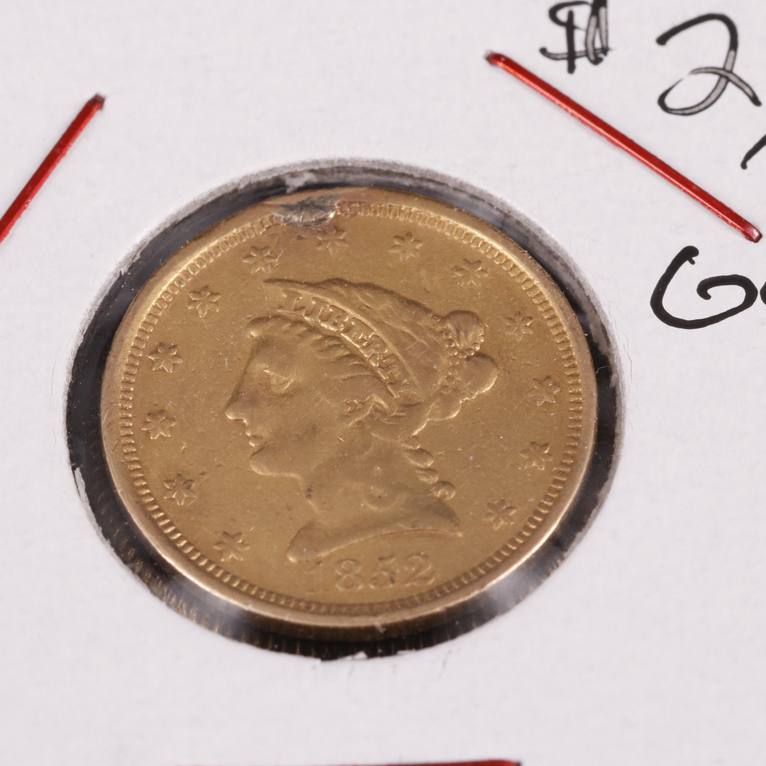 1852 Liberty Two and a Half Dollar Gold Quarter Eagle