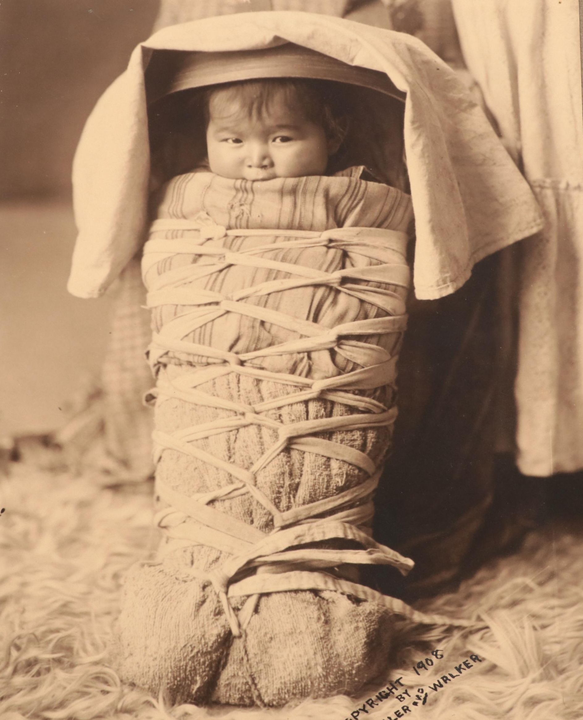 Mishler and Walker Matte Collodion Photograph Print of Navajo Baby, 1908