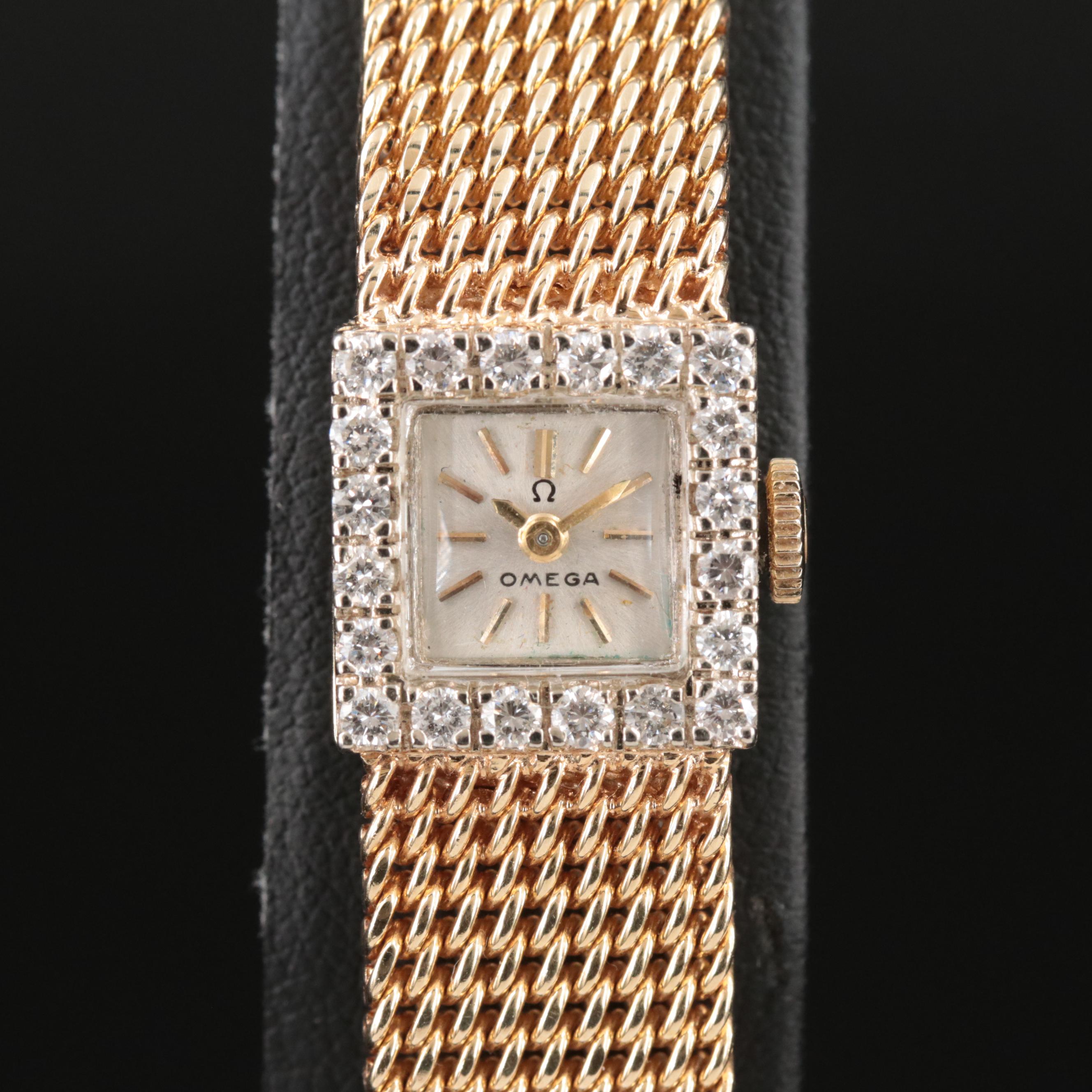 14K Omega Diamond Watch