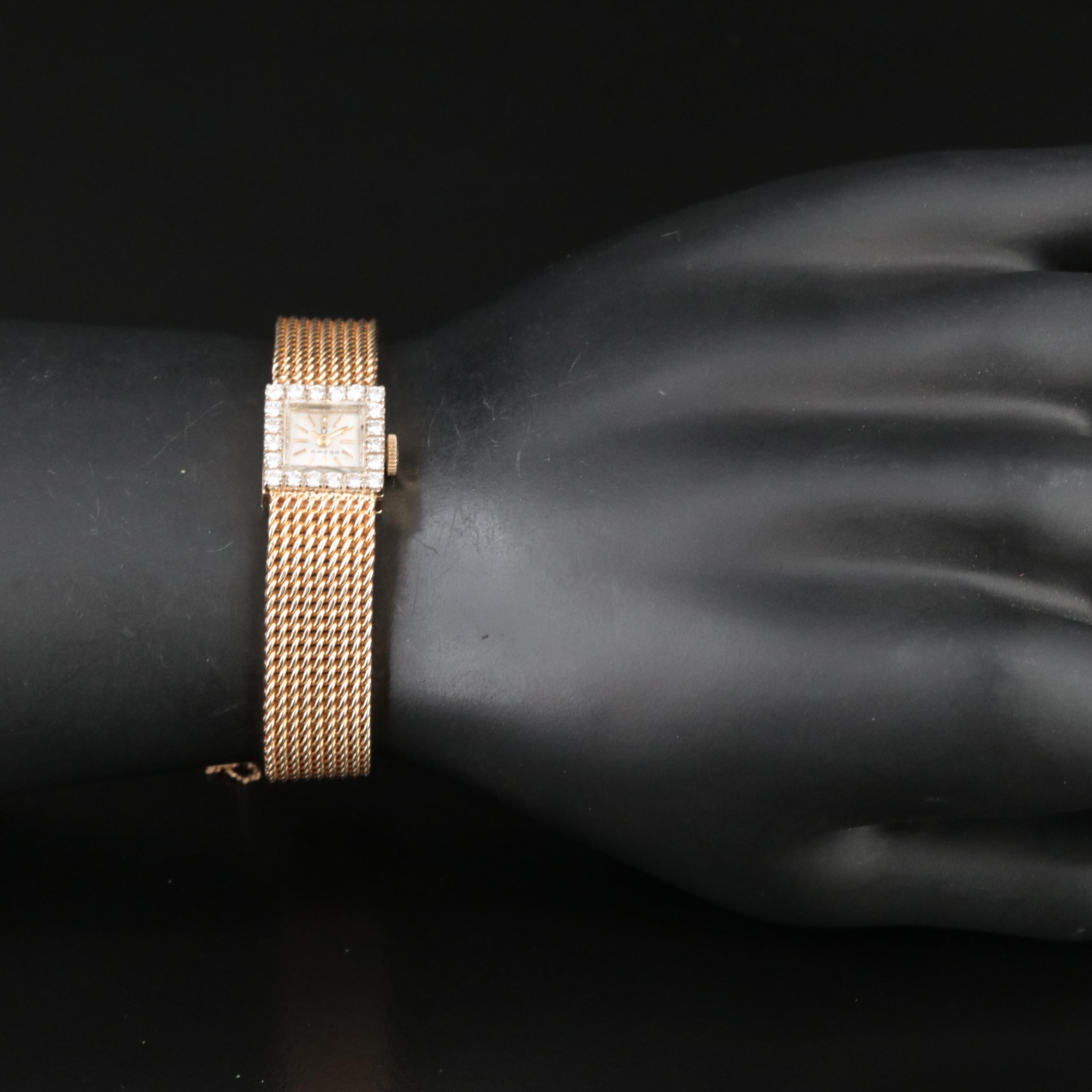 14K Omega Diamond Watch