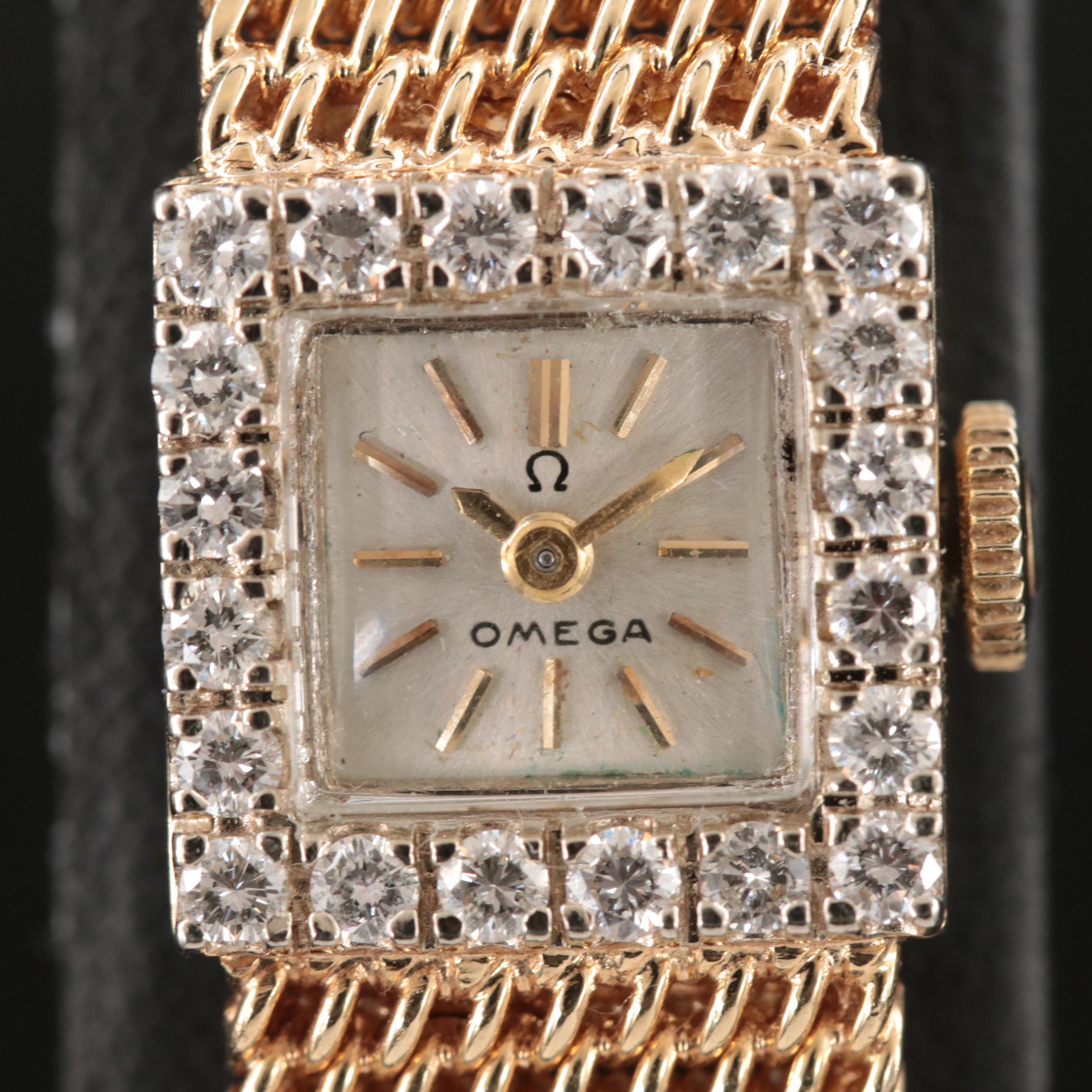 14K Omega Diamond Watch
