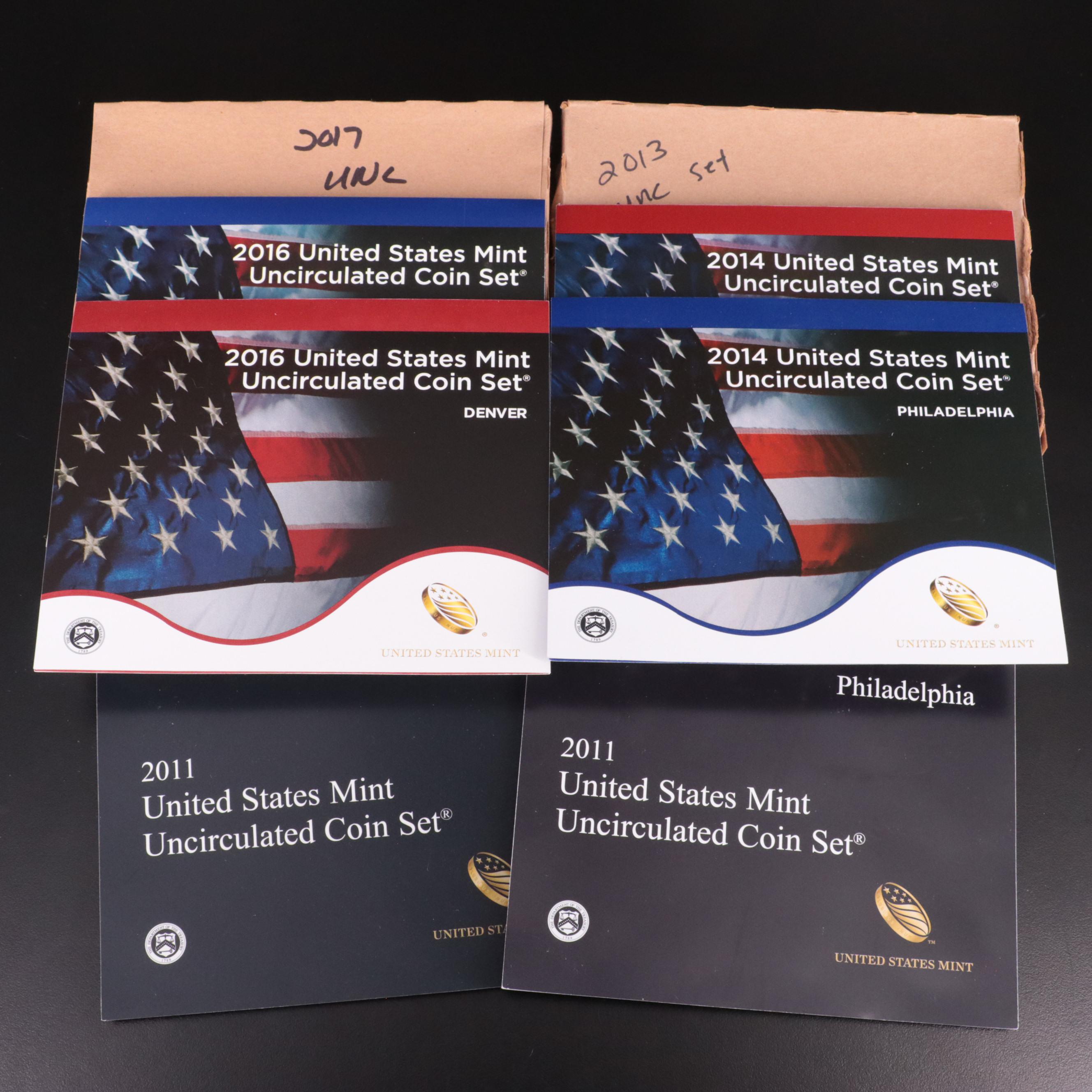 Group of Five Different United States Mint Sets