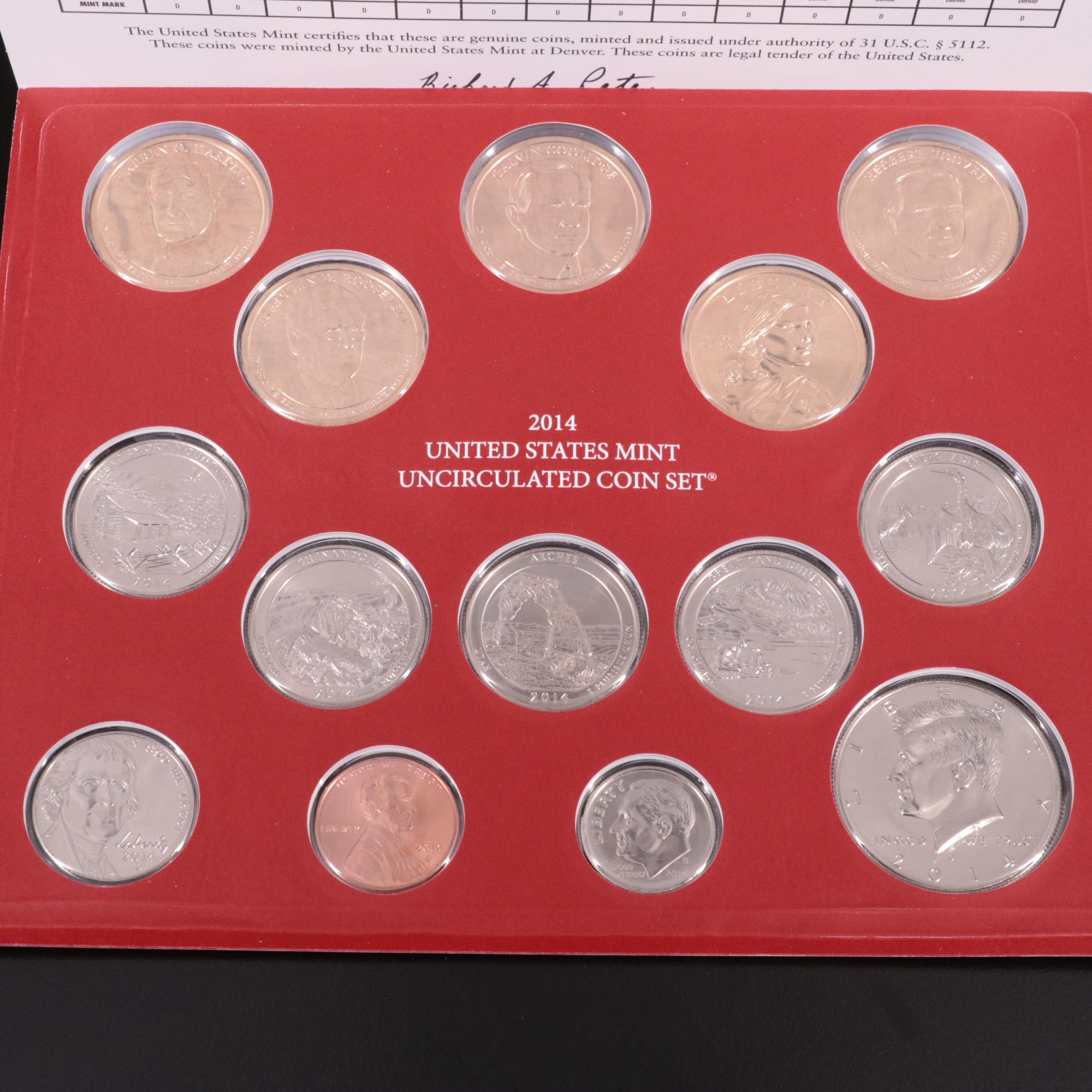 Group of Five Different United States Mint Sets