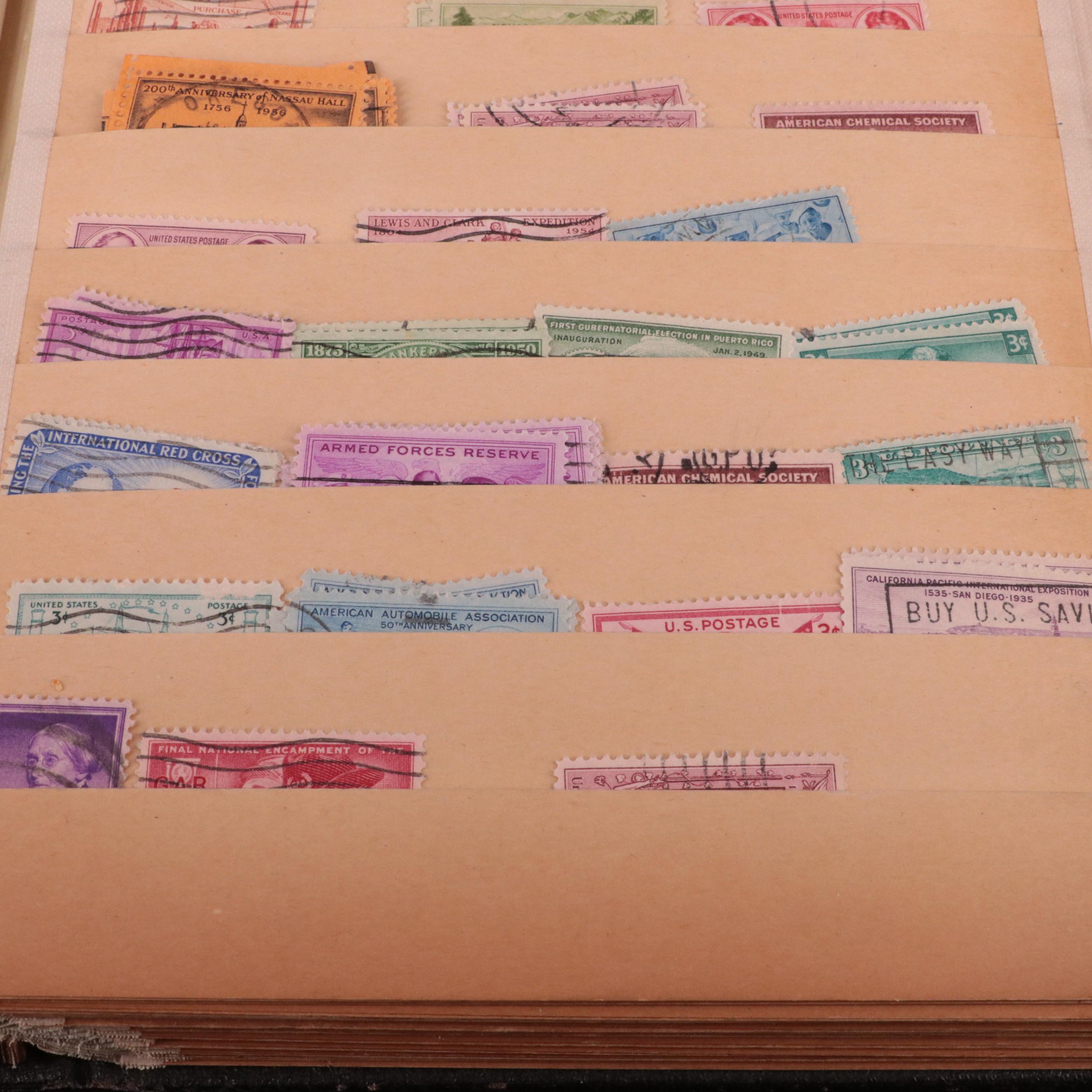 Stamp Stock Book, Pages From Minkus Albums, and a Plate Block Book