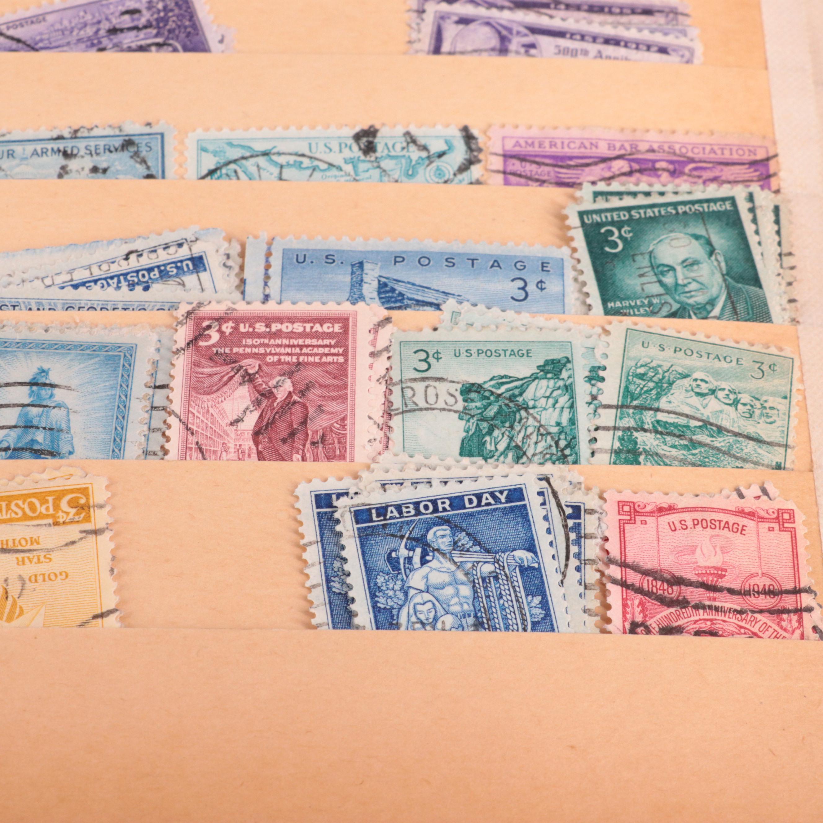 Stamp Stock Book, Pages From Minkus Albums, and a Plate Block Book