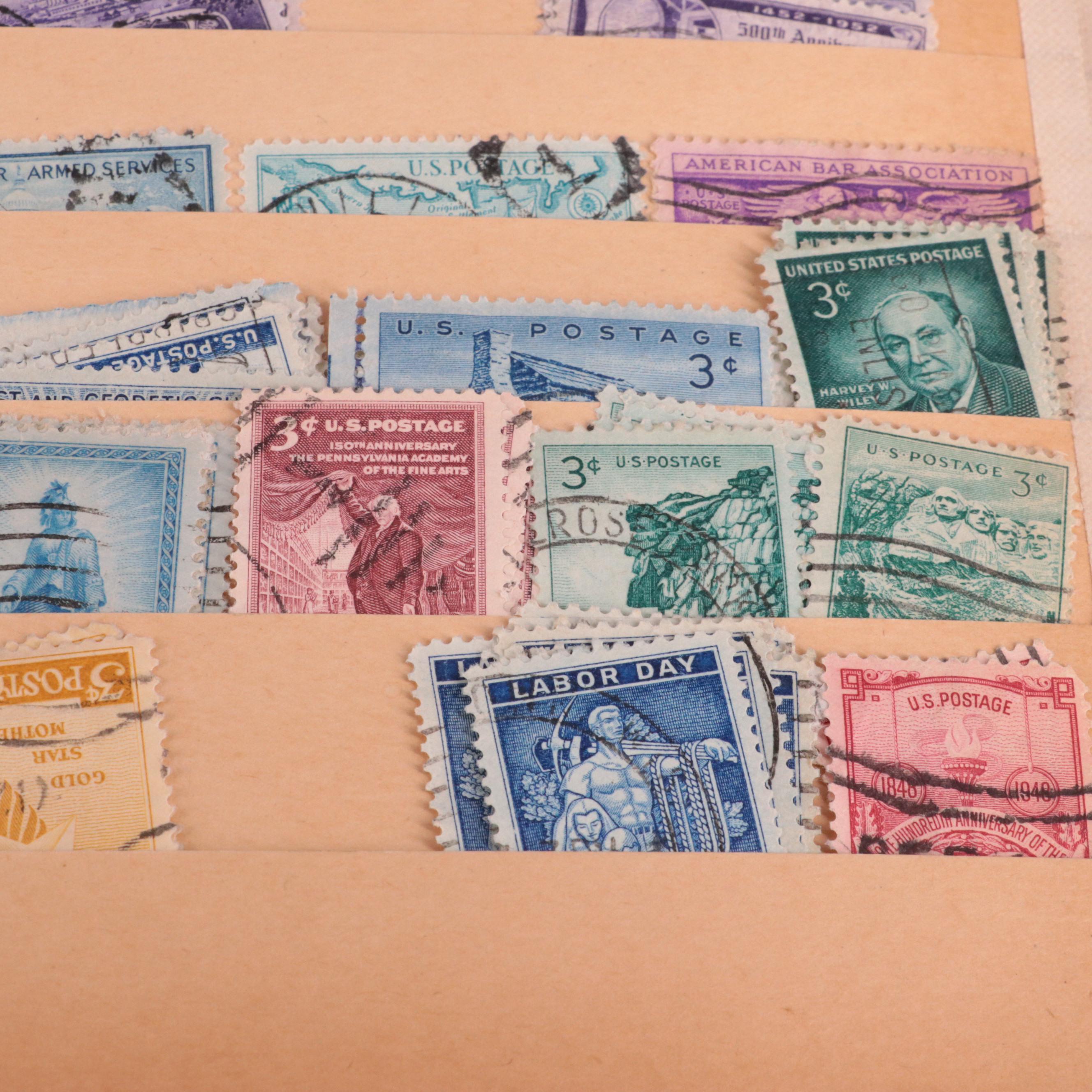 Stamp Stock Book, Pages From Minkus Albums, and a Plate Block Book