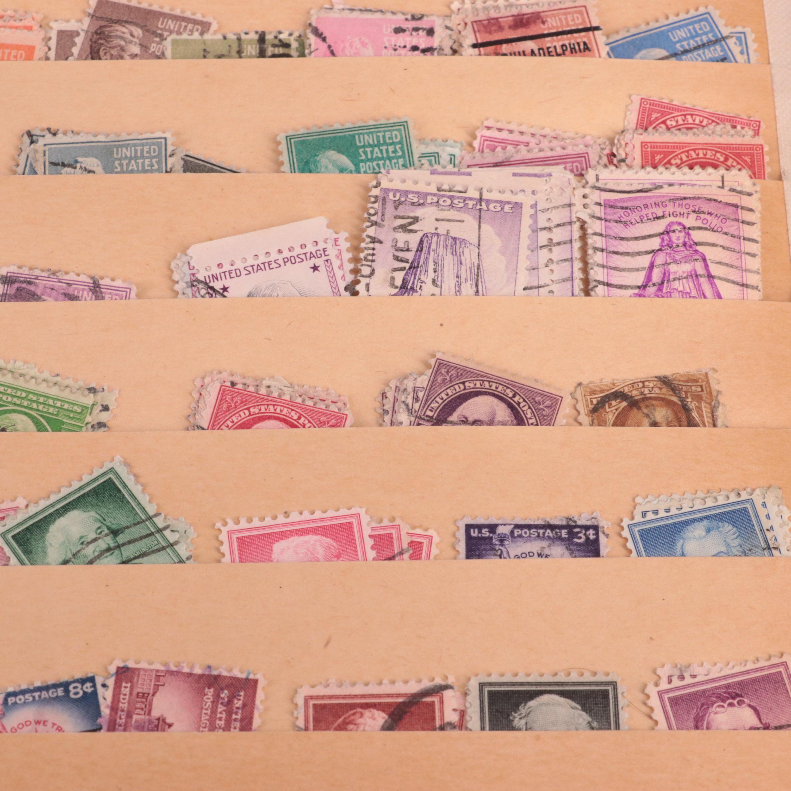 Stamp Stock Book, Pages From Minkus Albums, and a Plate Block Book