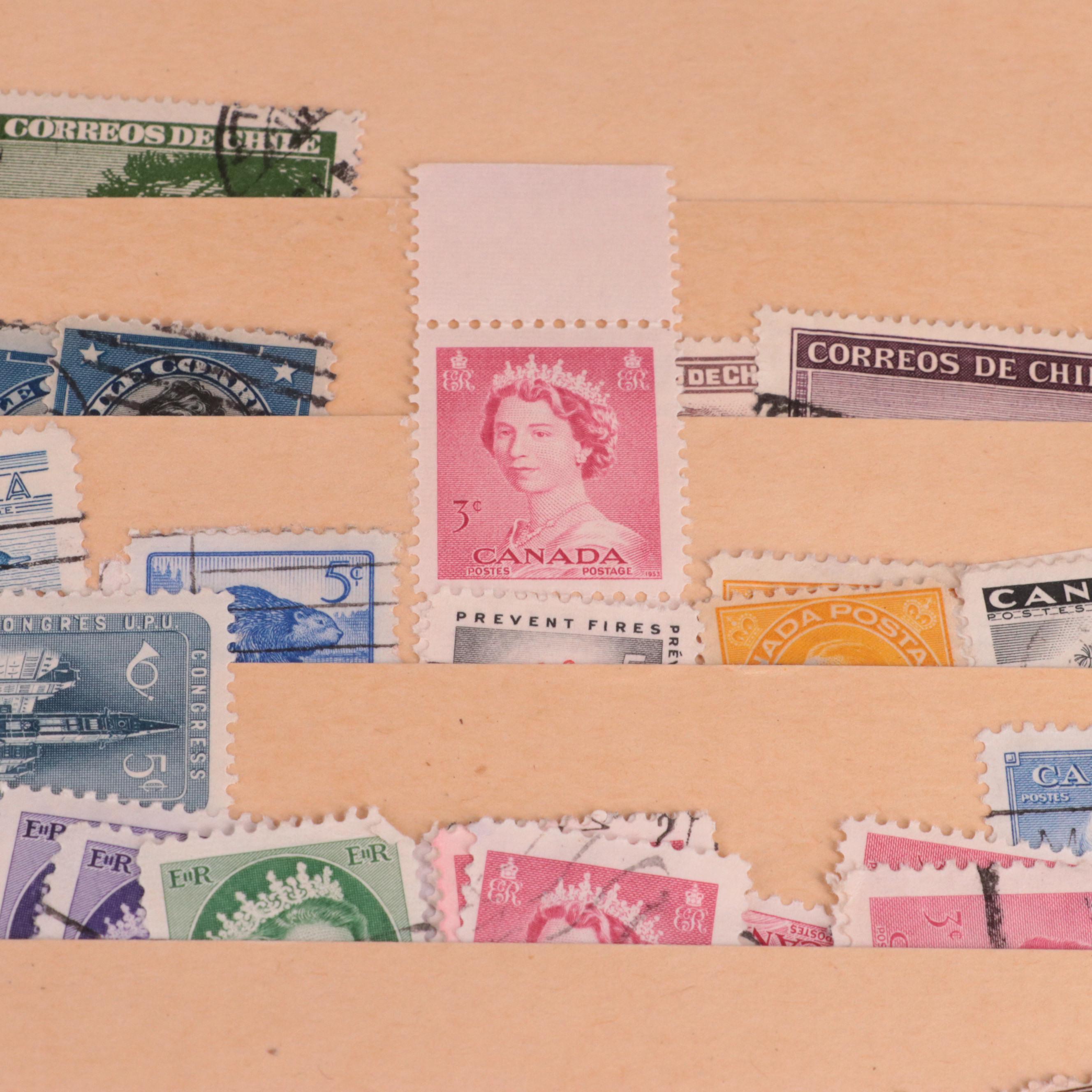 Stamp Stock Book, Pages From Minkus Albums, and a Plate Block Book