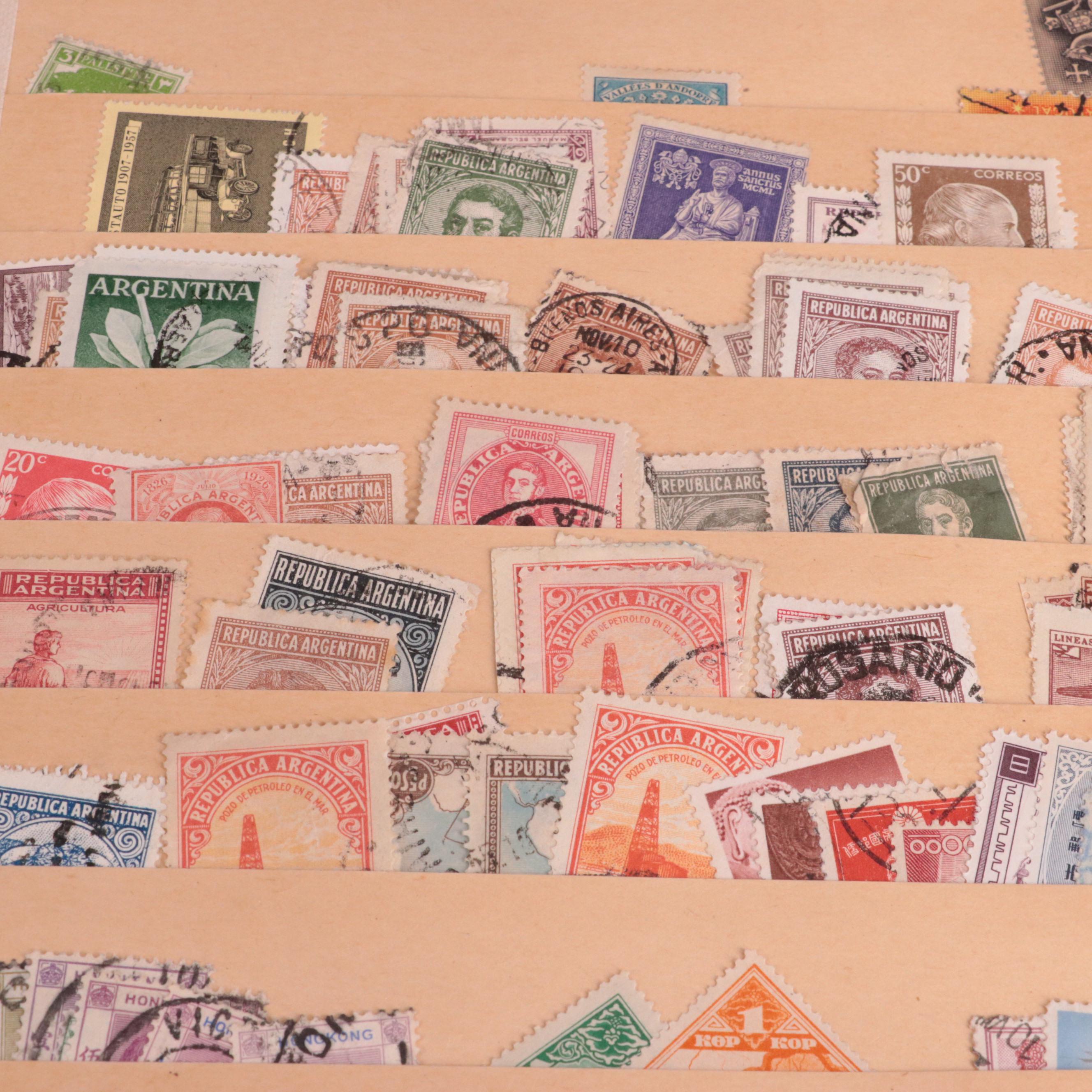 Stamp Stock Book, Pages From Minkus Albums, and a Plate Block Book