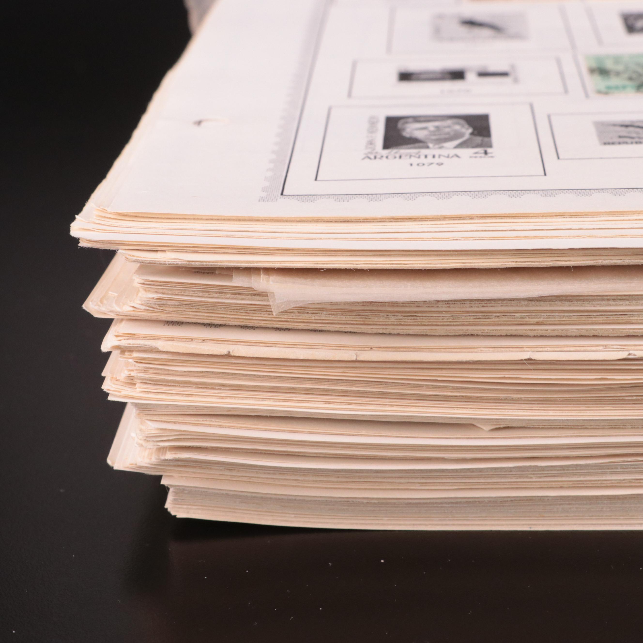 Stamp Stock Book, Pages From Minkus Albums, and a Plate Block Book