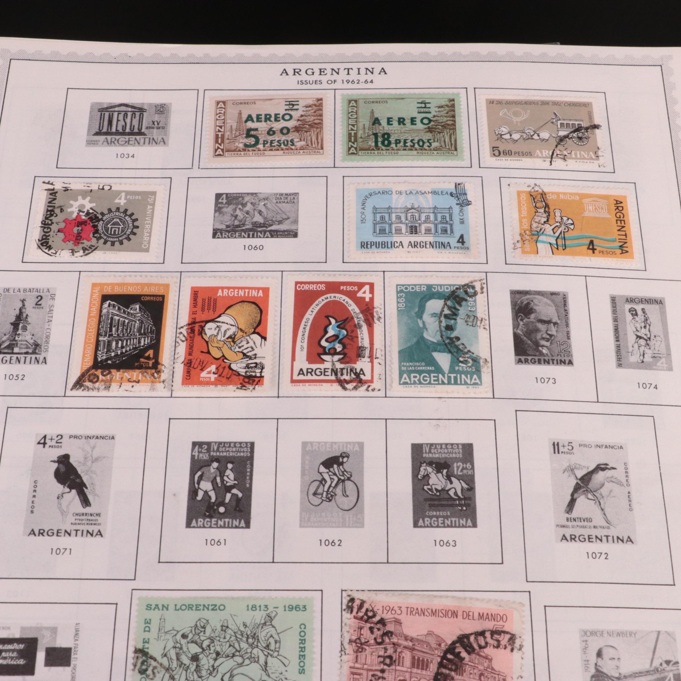 Stamp Stock Book, Pages From Minkus Albums, and a Plate Block Book