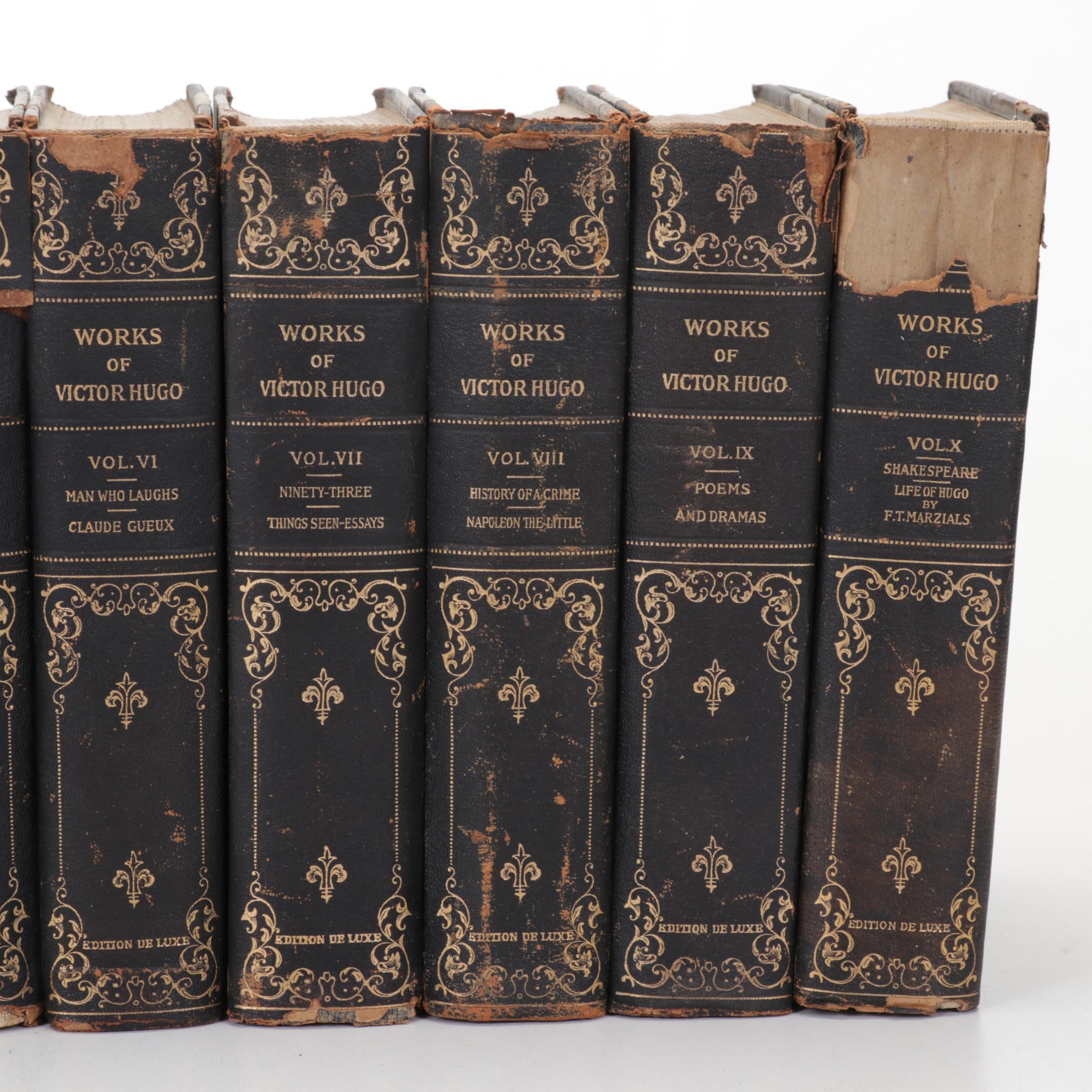Limited Edition DeLuxe "Works of Victor Hugo" Ten-Volume Set, circa 1900