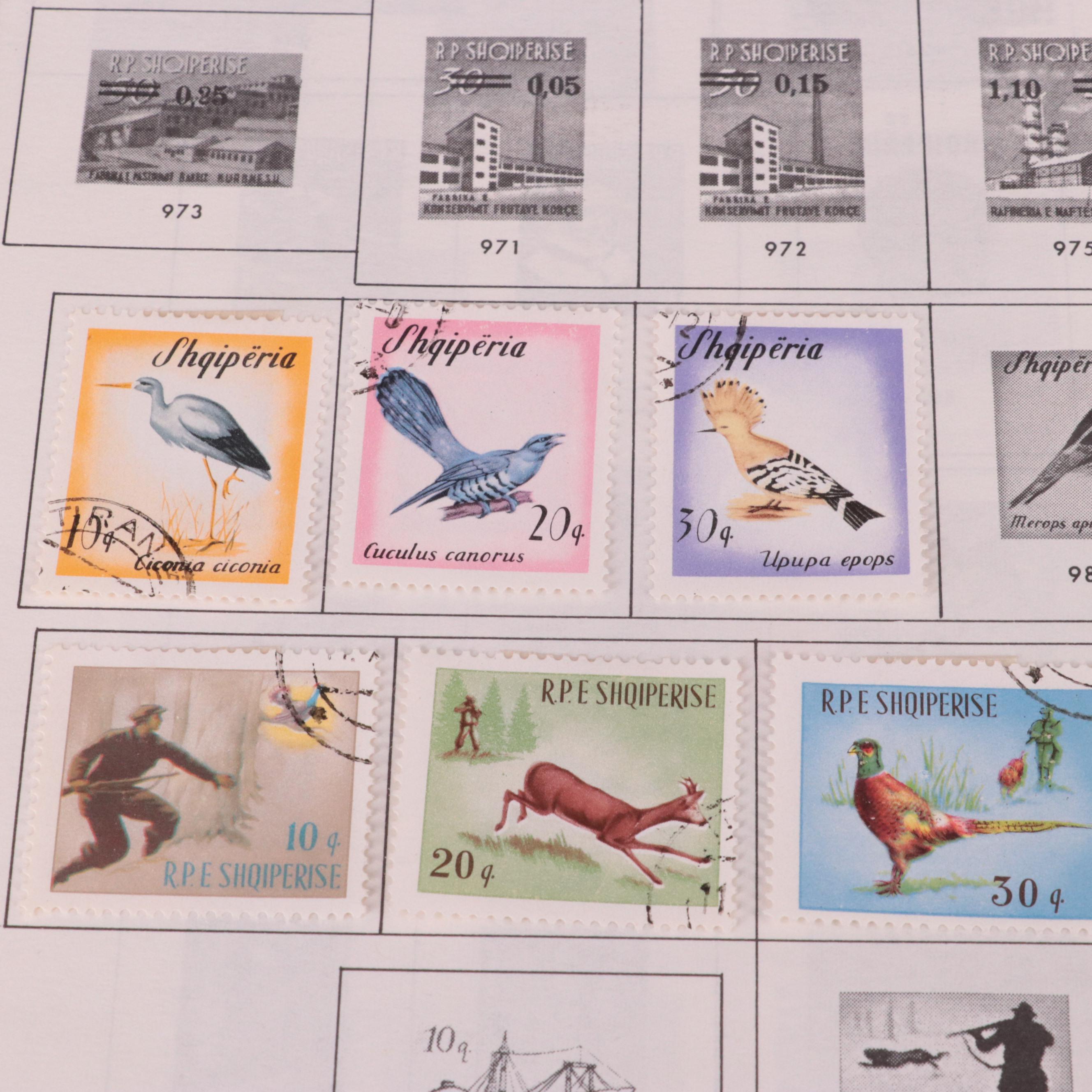 Stamp Stock Book, Pages From Minkus Albums, and a Plate Block Book