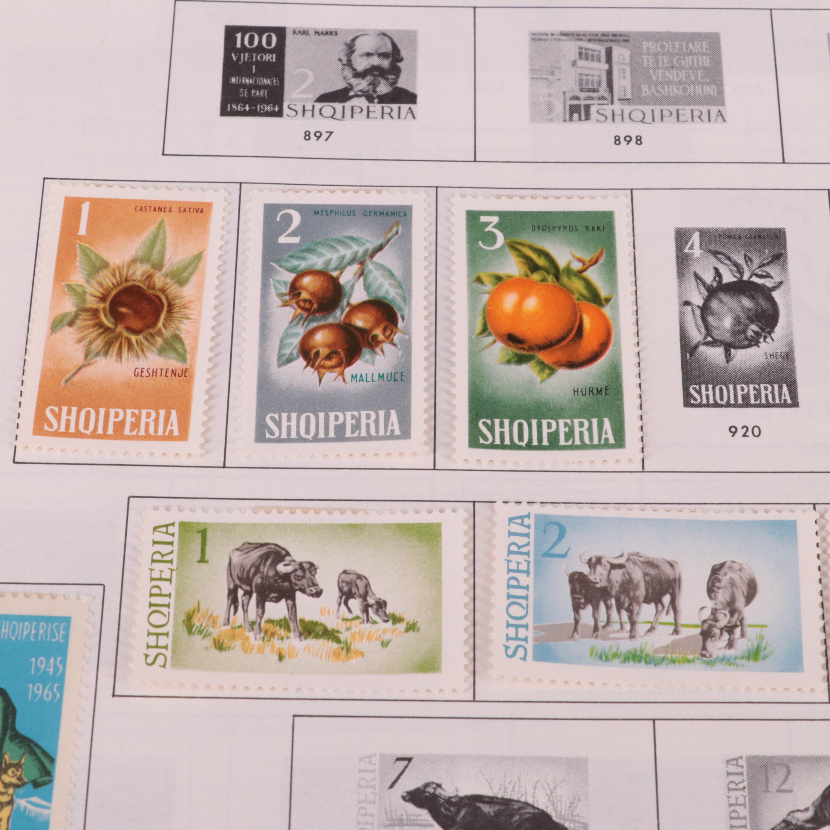 Stamp Stock Book, Pages From Minkus Albums, and a Plate Block Book