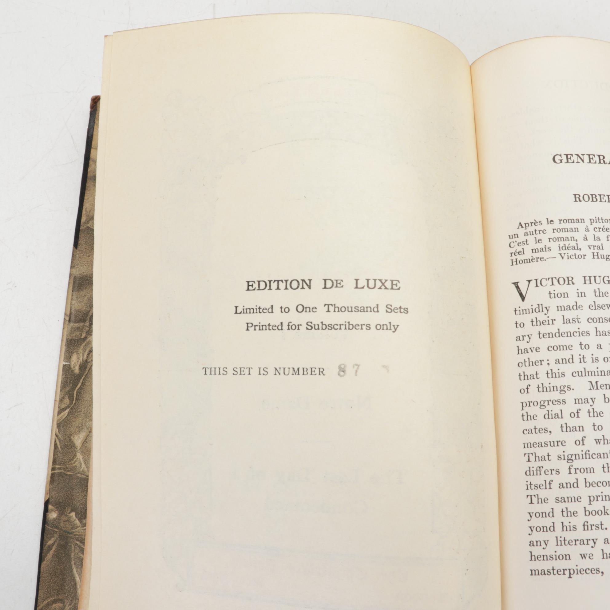 Limited Edition DeLuxe "Works of Victor Hugo" Ten-Volume Set, circa 1900