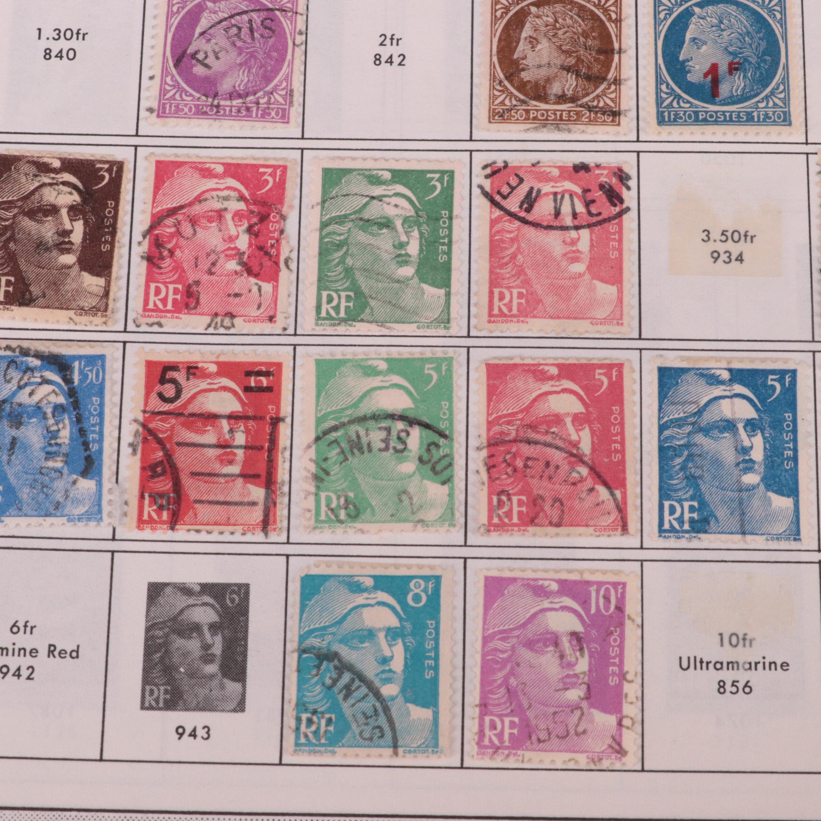 Stamp Stock Book, Pages From Minkus Albums, and a Plate Block Book